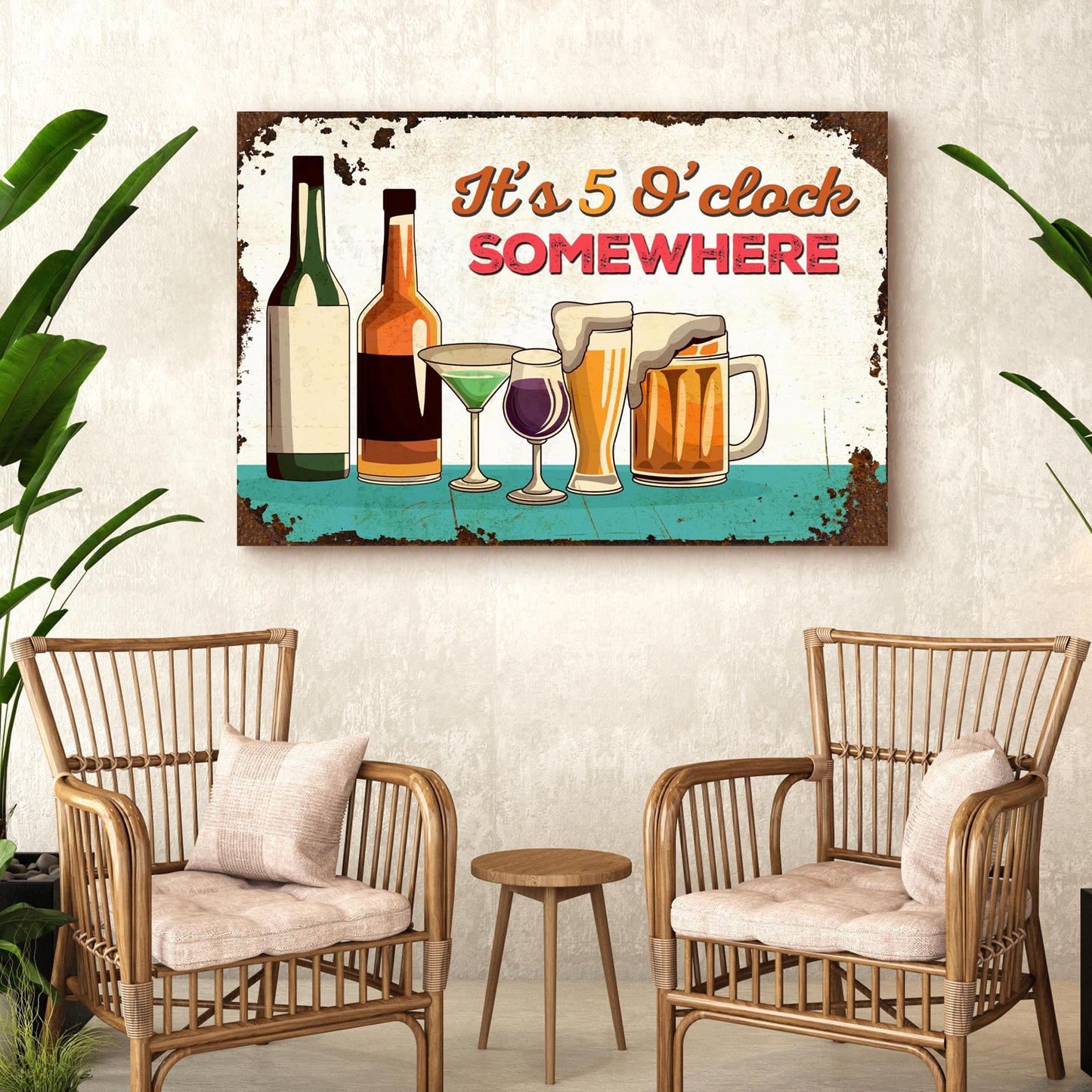 It's 5 O'Clock Somewhere Sign Style 2 - Image by Tailored Canvases