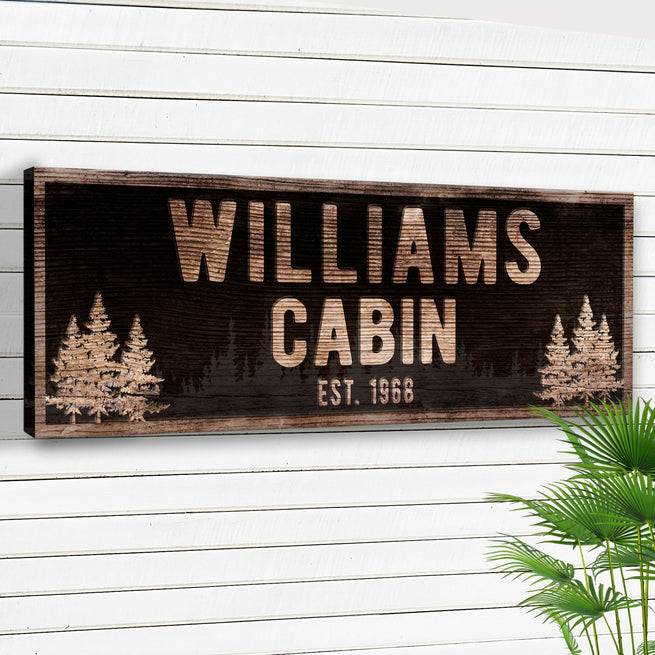 Wood Cabin Sign | Customizable Canvas - Image by Tailored Canvases