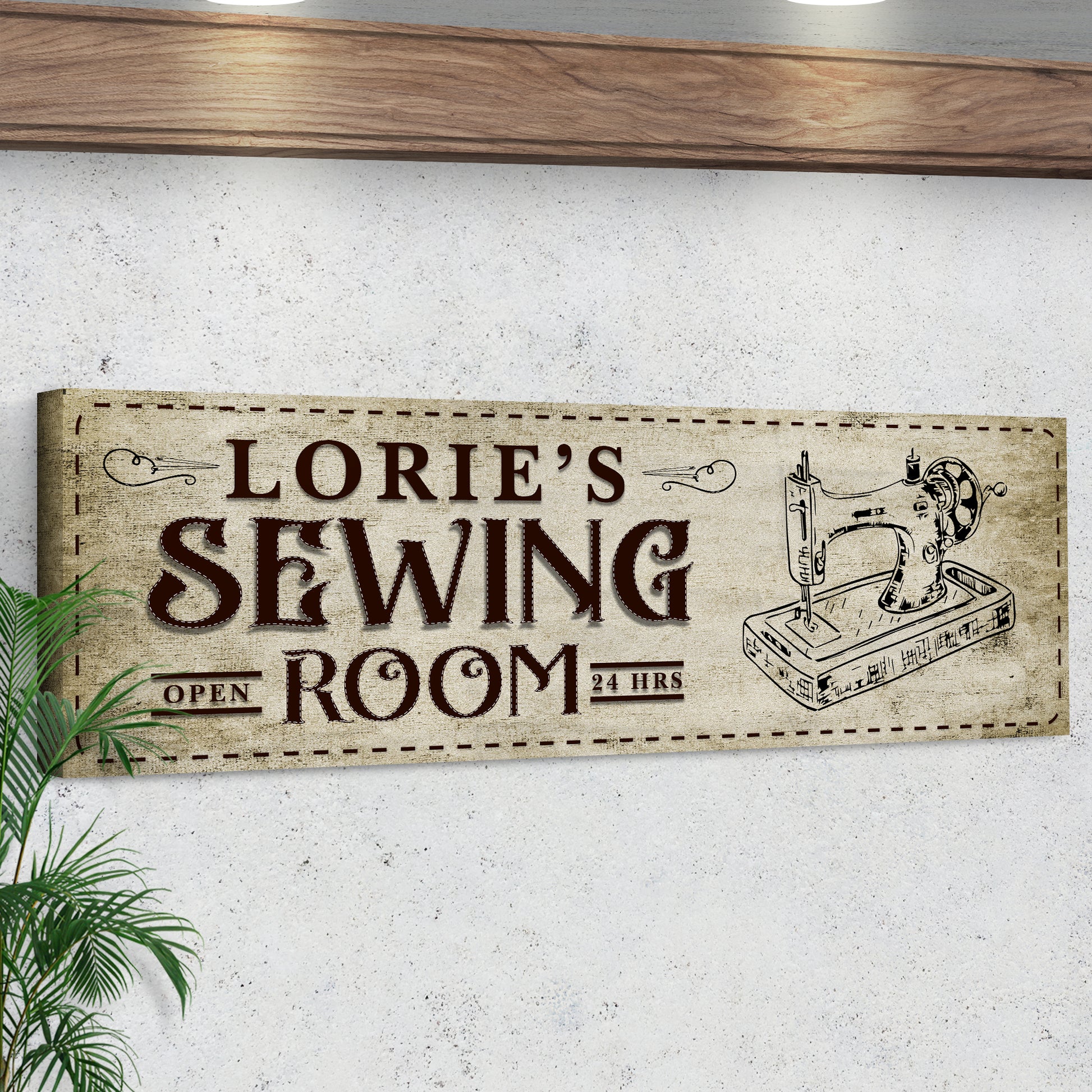 Open 24 Hrs Sewing Room Sign | Customizable Canvas Style 2 - Image by Tailored Canvases