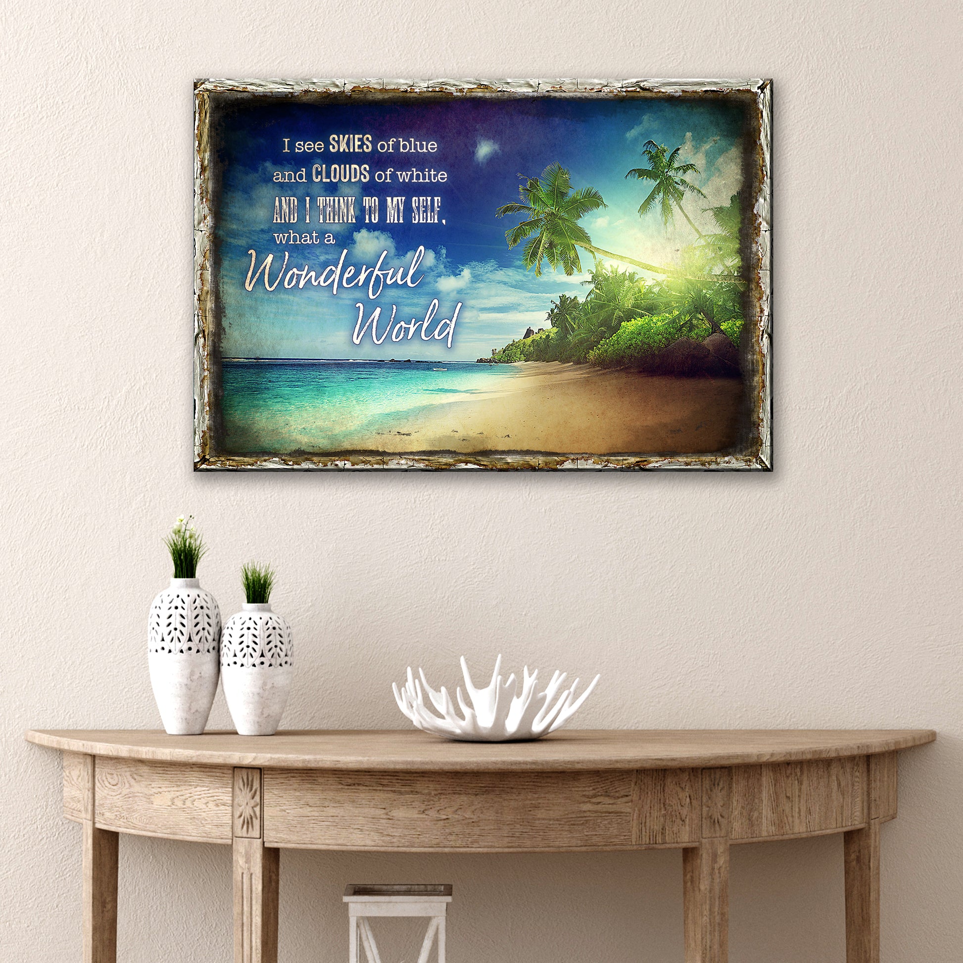 What A Wonderful World Sign IX Size Chart - Image by Tailored Canvases