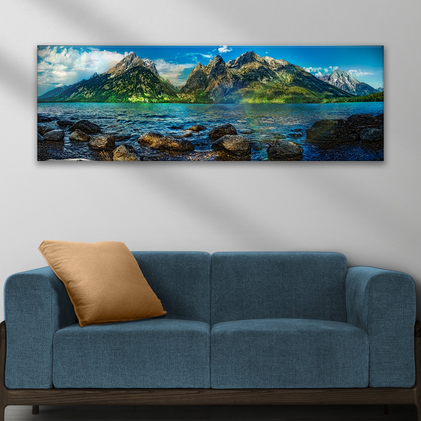 Lake By The Rocky Mountains Canvas Wall Art Style 2 - Image by Tailored Canvases