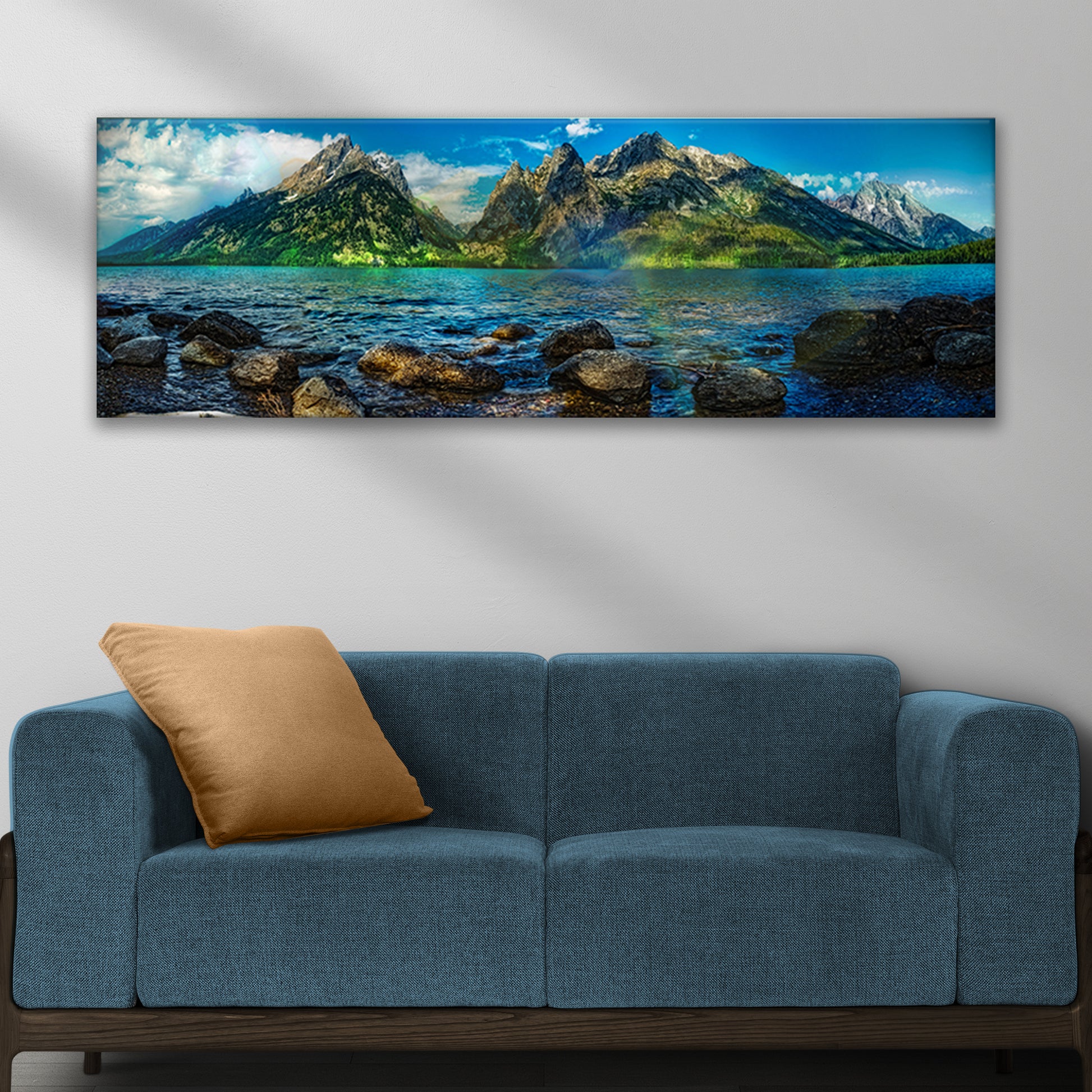 Lake By The Rocky Mountains Canvas Wall Art Style 2 - Image by Tailored Canvases