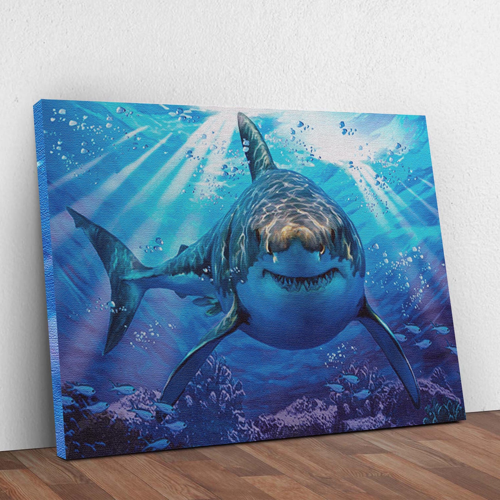 Underwater White Shark Canvas Wall Art Style 2 - Image by Tailored Canvases