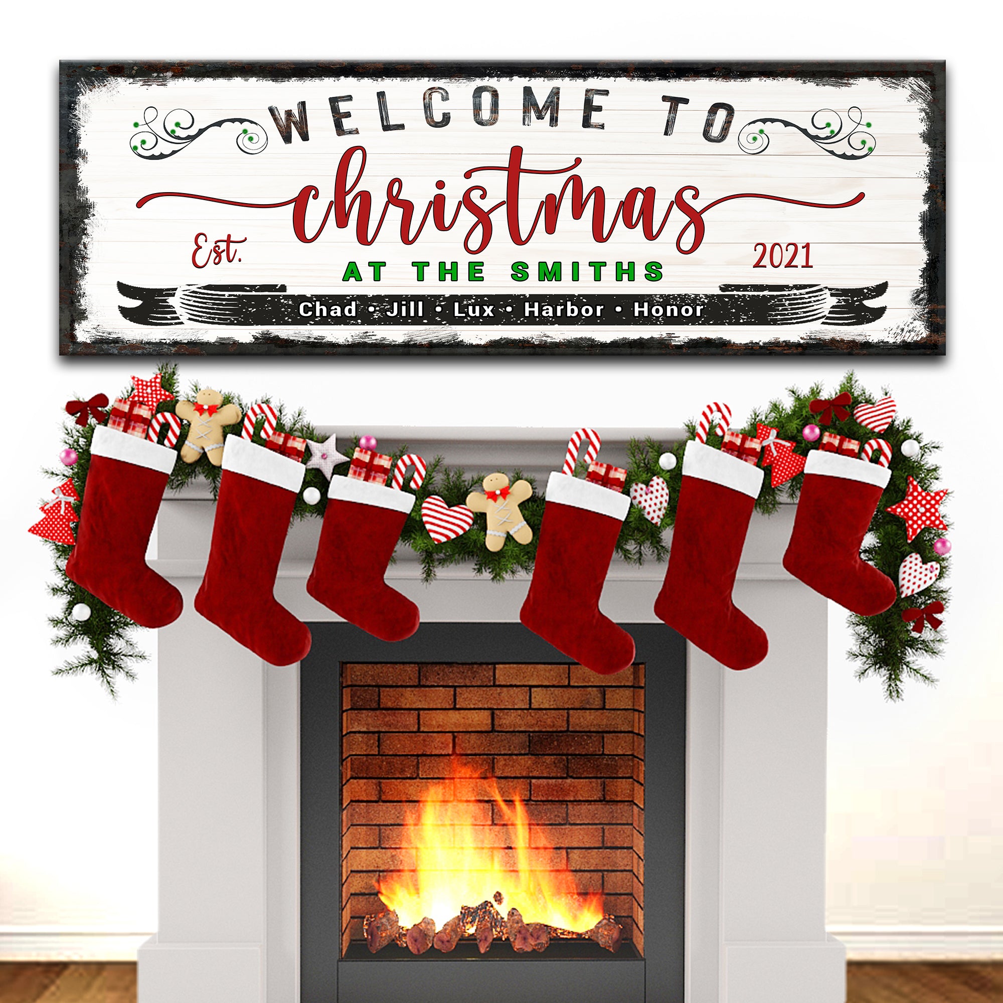 Welcome To Christmas Sign Personalized Canvas Wall Art – Tailored