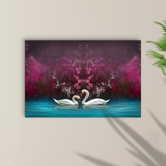 Beautiful Romantic Swans Canvas Wall Art - Image by Tailored Canvases