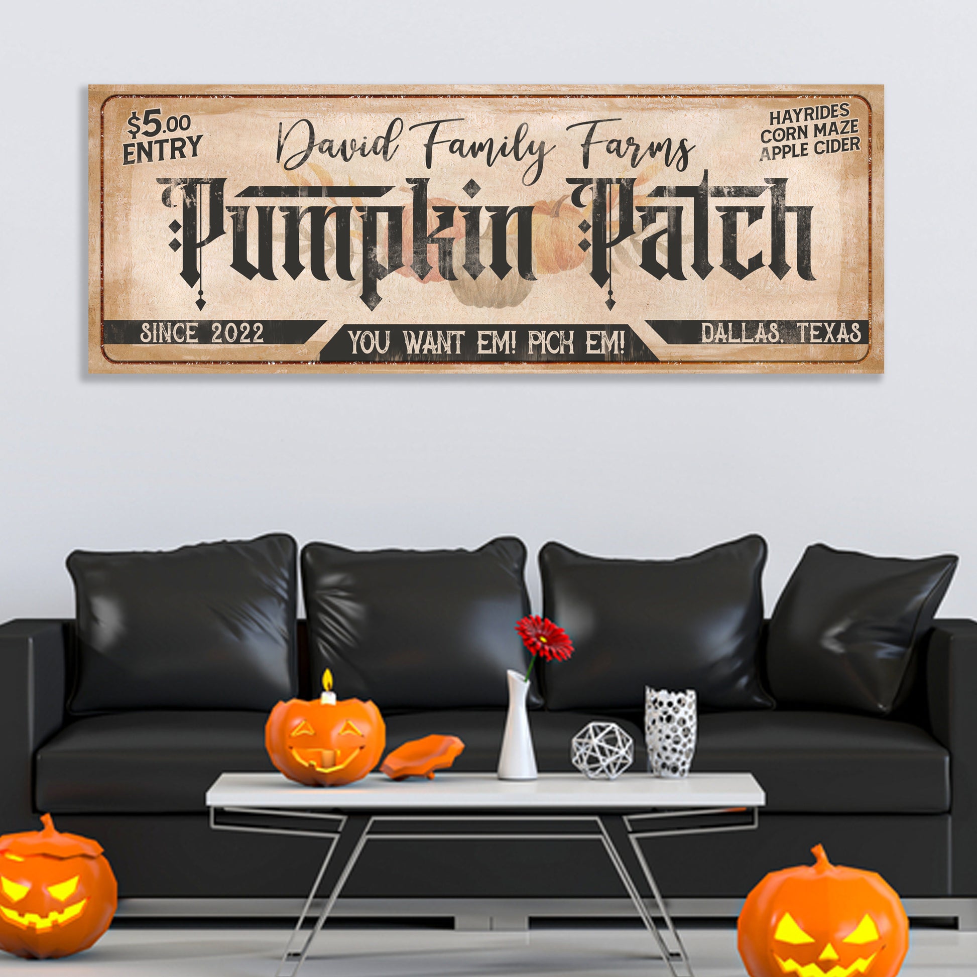 Family Farms Pumpkin Patch Sign II Style 1 - Image by Tailored Canvases