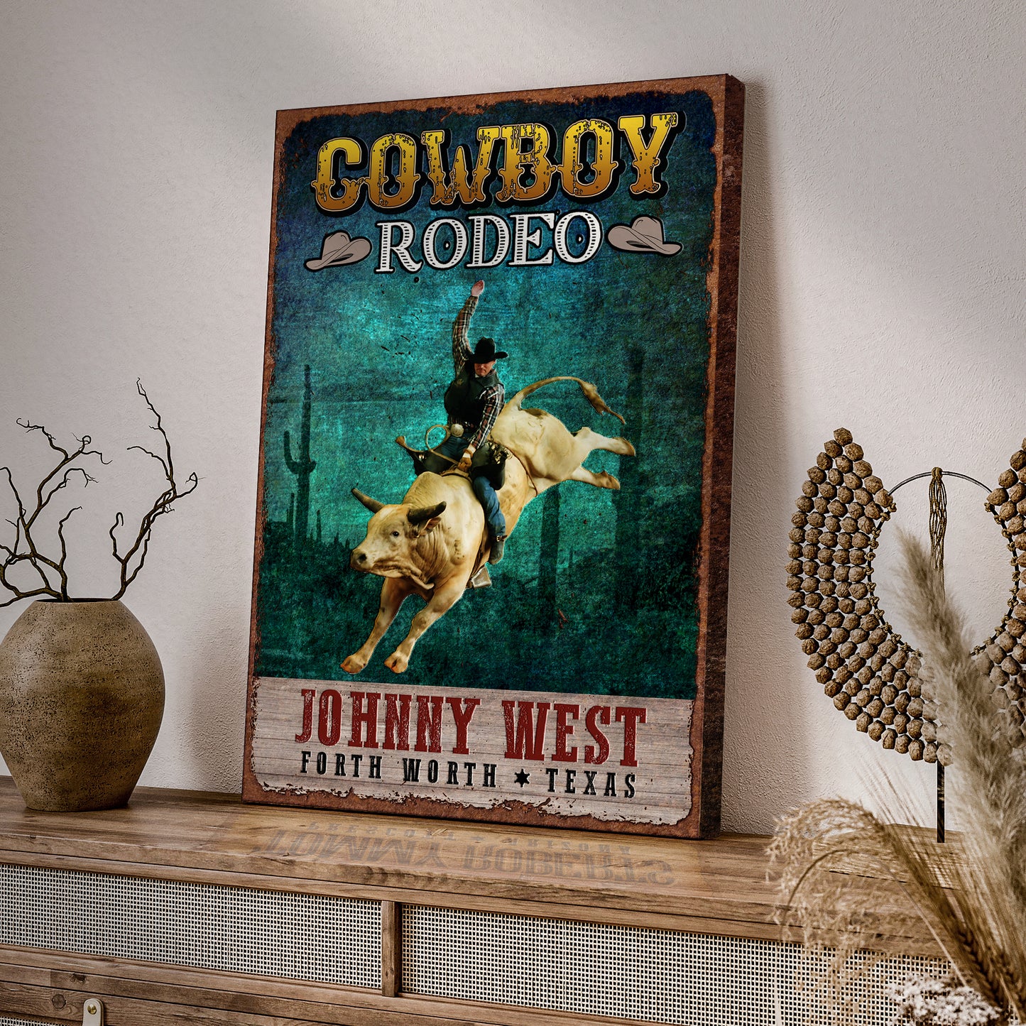 Cowboy Rodeo Show Sign Style 1 - Image by Tailored Canvases