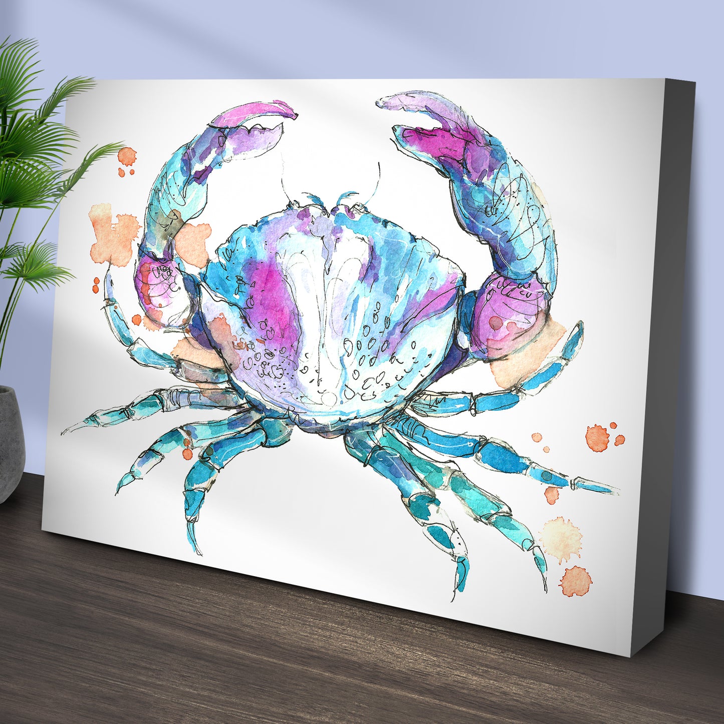 Coastal Crab Watercolor Canvas Wall Art Style 2 - Image by Tailored Canvases