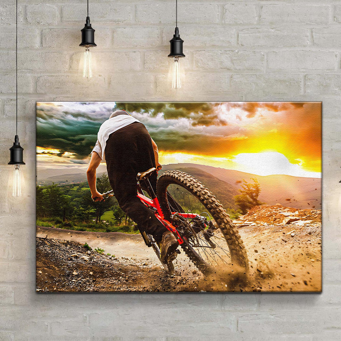 Cycling On Dirt Road Canvas Wall Art Style 1 - Image by Tailored Canvases