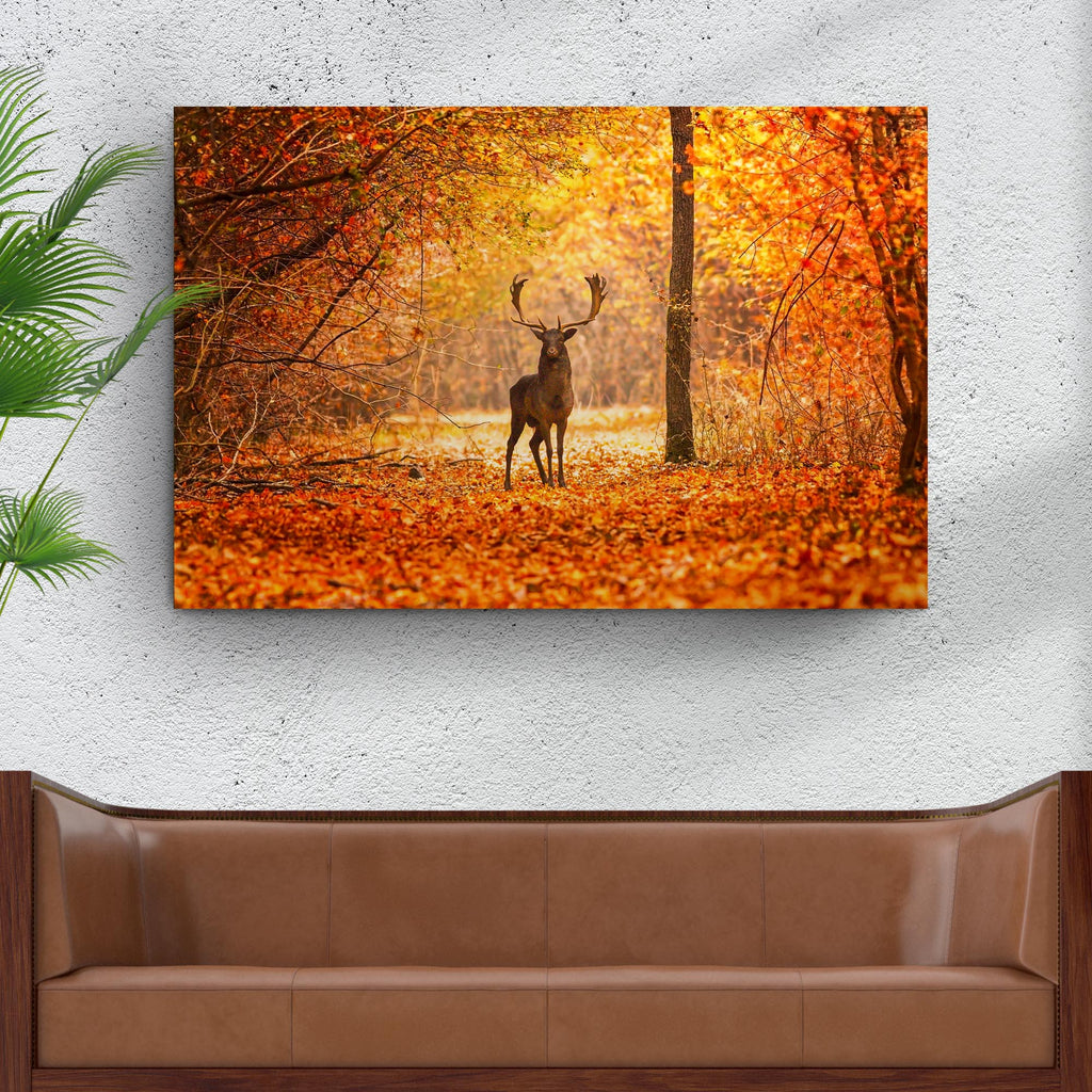 Fallow Deer In Autumn Canvas Wall Art by Tailored Canvases