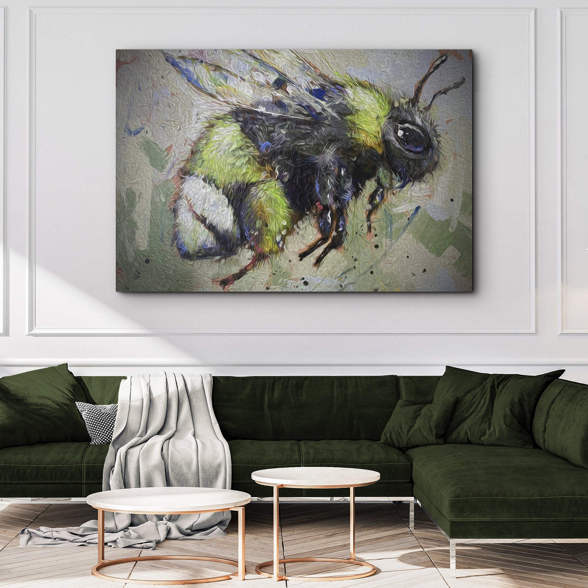 Whimsical Bubble Bee Canvas Wall Art Style 2 - Image by Tailored Canvases