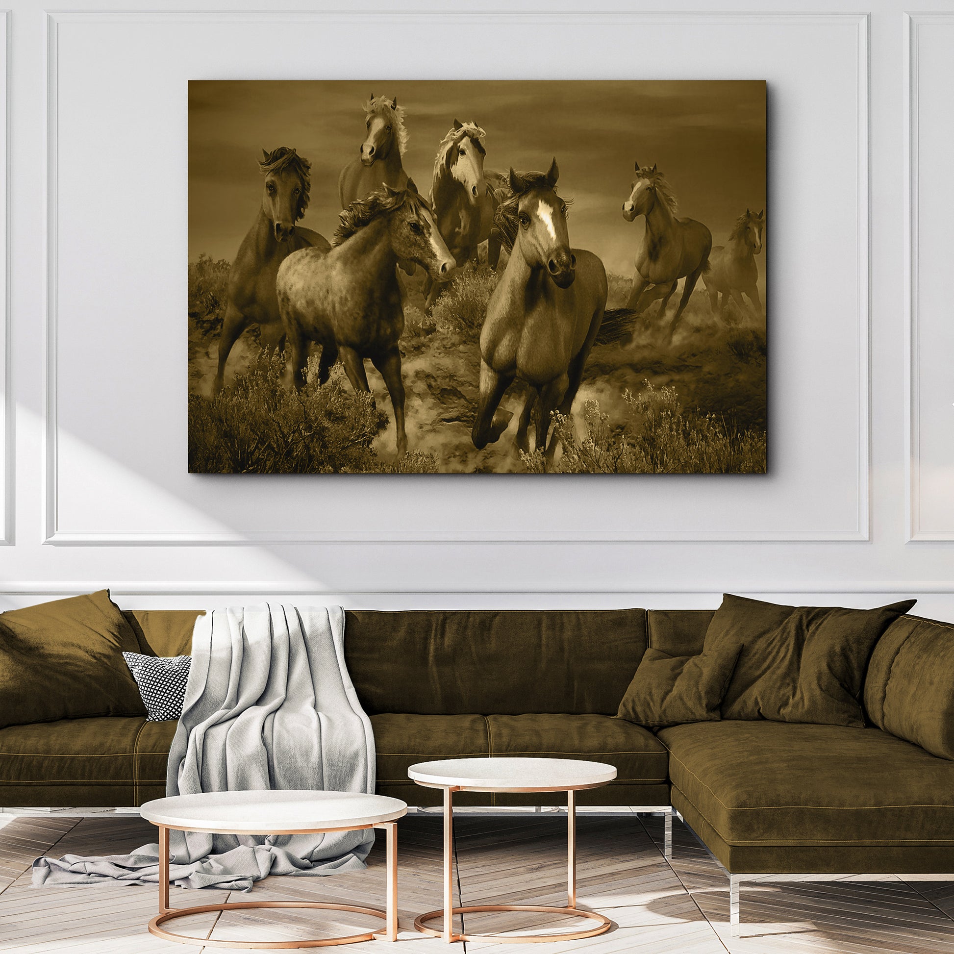 Rustic Herd Of Horses Canvas Wall Art Style 2 - Image by Tailored Canvases