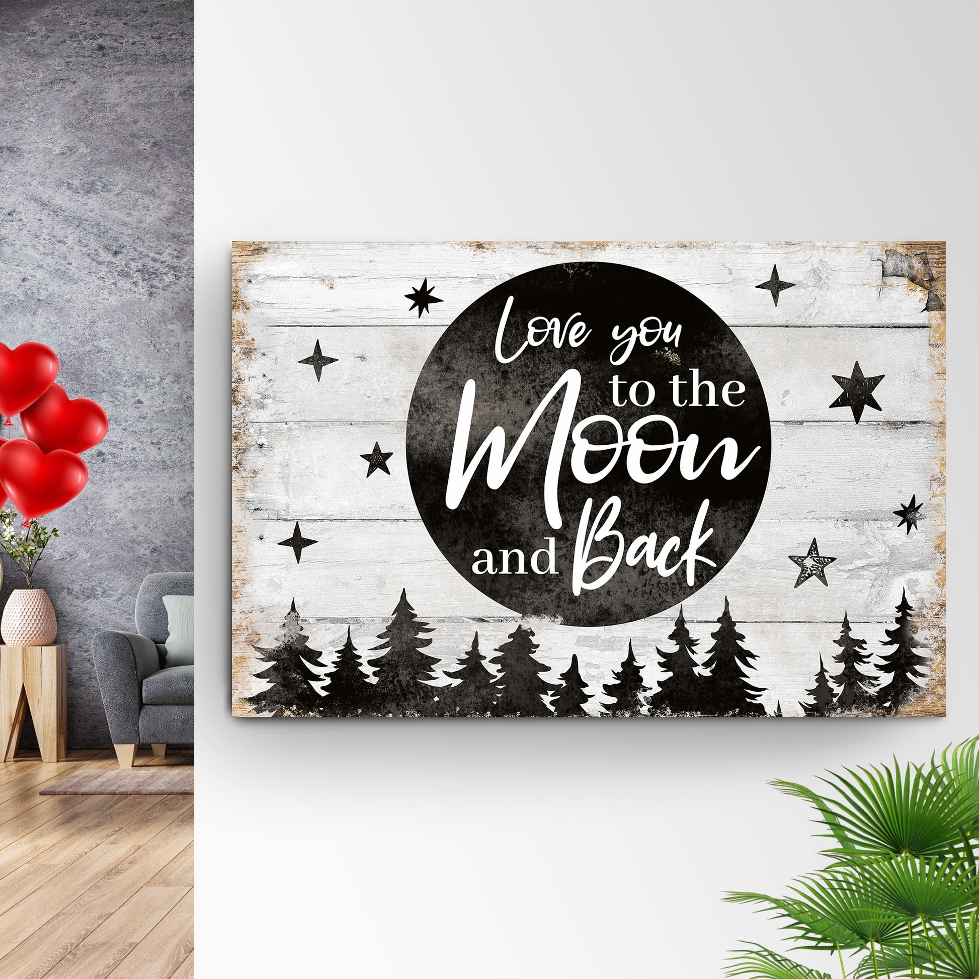 Valentine Moon And Back Love Quote Sign Style 2 - Image by Tailored Canvases