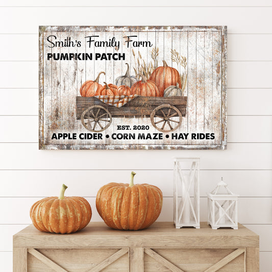 Family Pick Your Own Pumpkin Patch Sign II - Image by Tailored Canvases