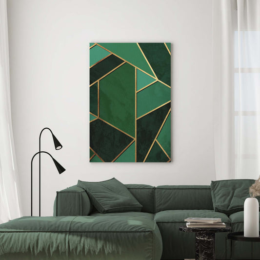 Abstract Green and Gold Lines Canvas Wall Art - Image by Tailored Canvases