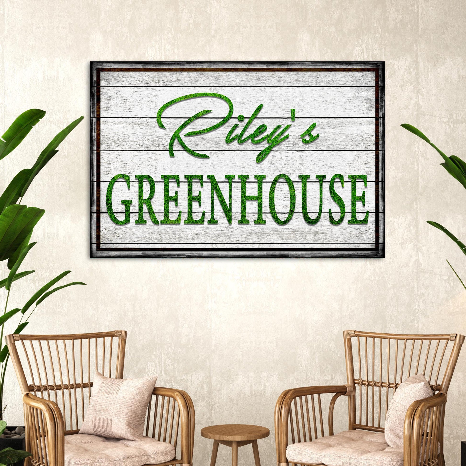 Greenhouse Name Sign | Customizable Canvas Style 2 - Image by Tailored Canvases