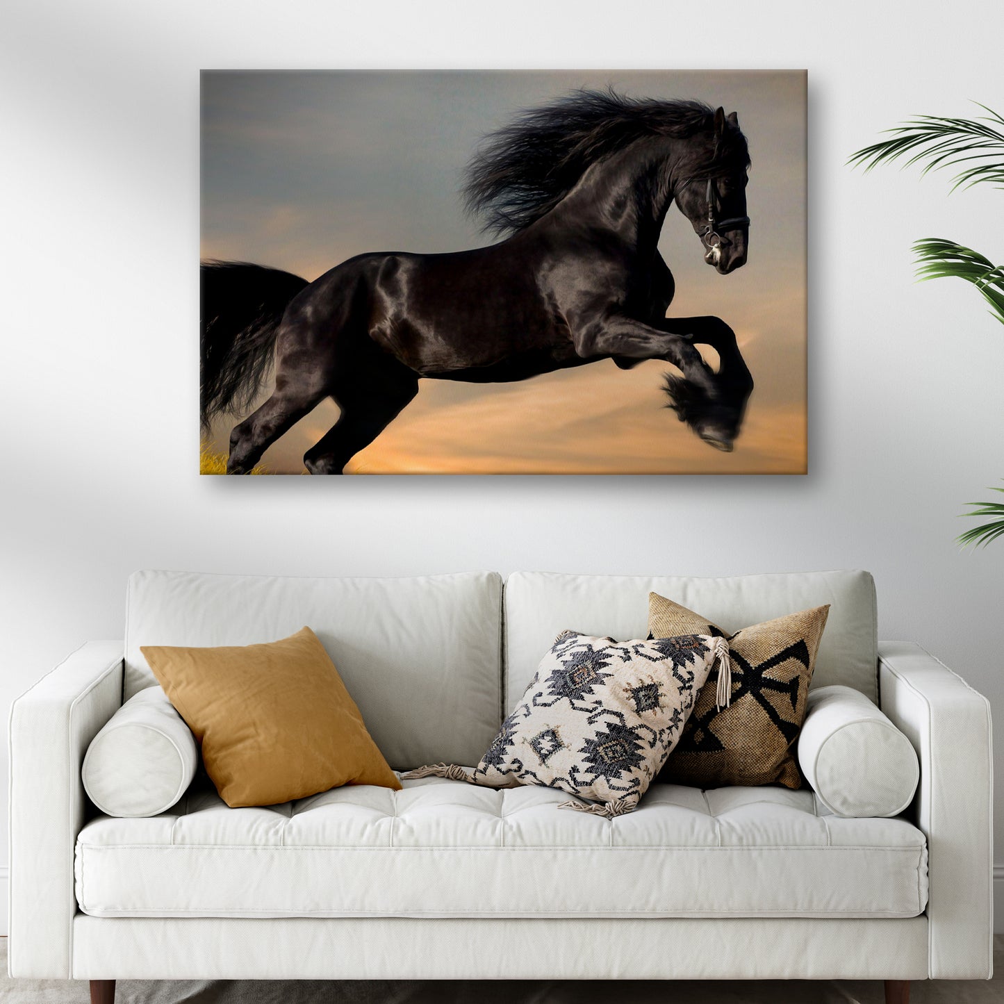 Majestic Black Stallion Canvas Wall Art Style 2 - Image by Tailored Canvases