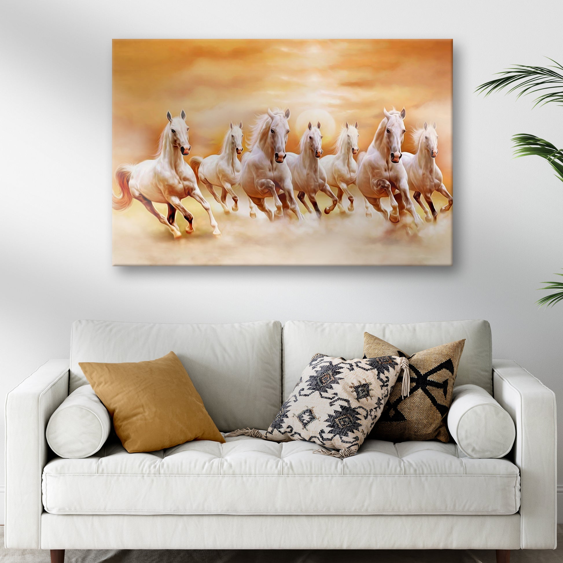 Running Horses At Sunrise Canvas Wall Art Style 2 - Image by Tailored Canvases