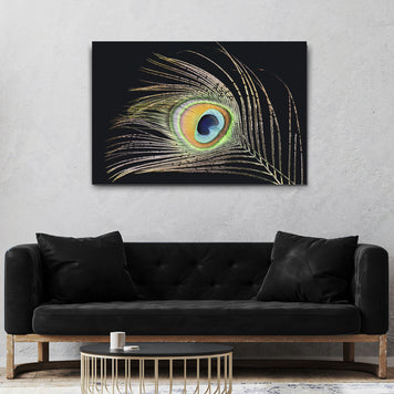 Decor Elements Feather Peacock Canvas Wall Art