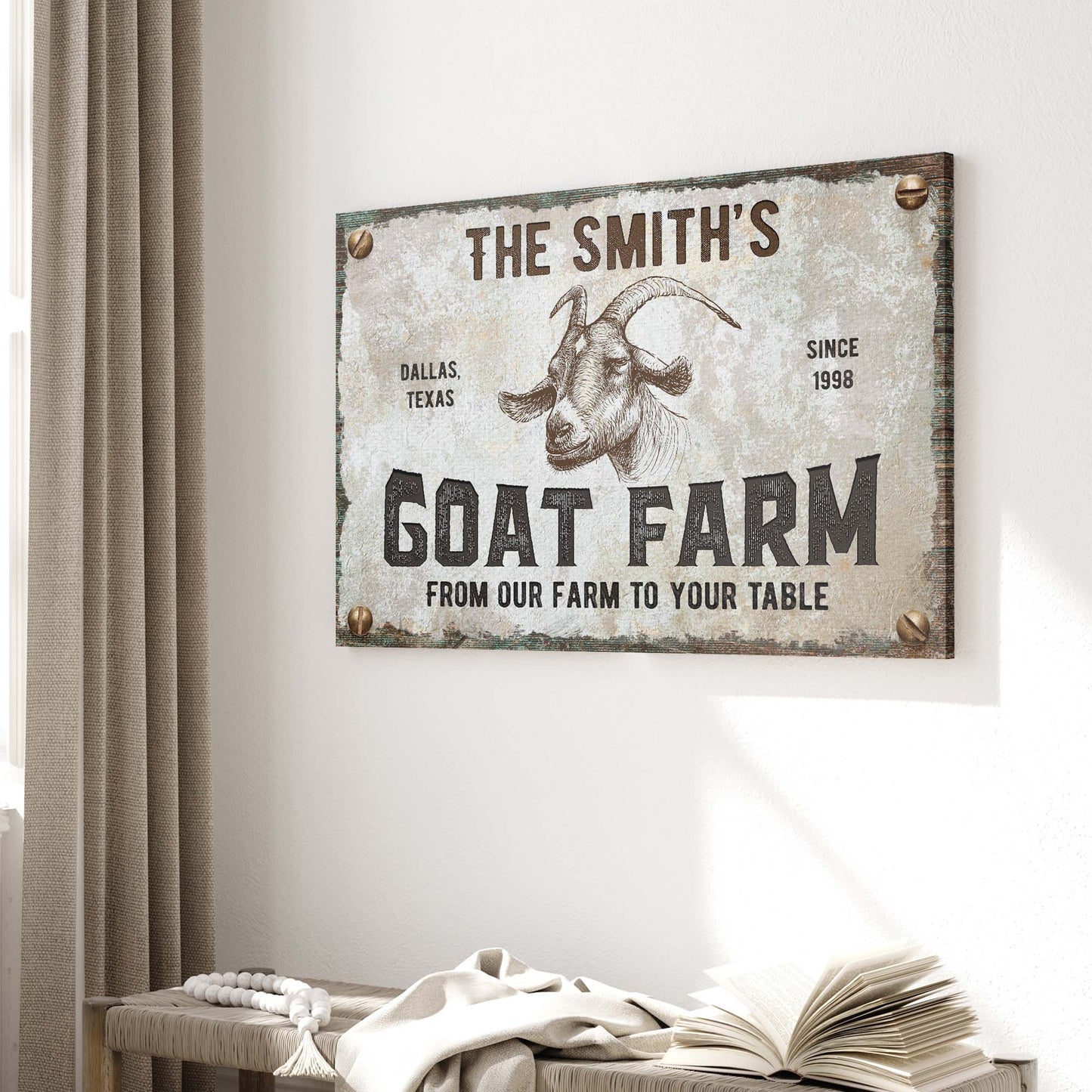 From Our Farm To Your Table Goat Farm Sign Style 2 - Image by Tailored Canvases