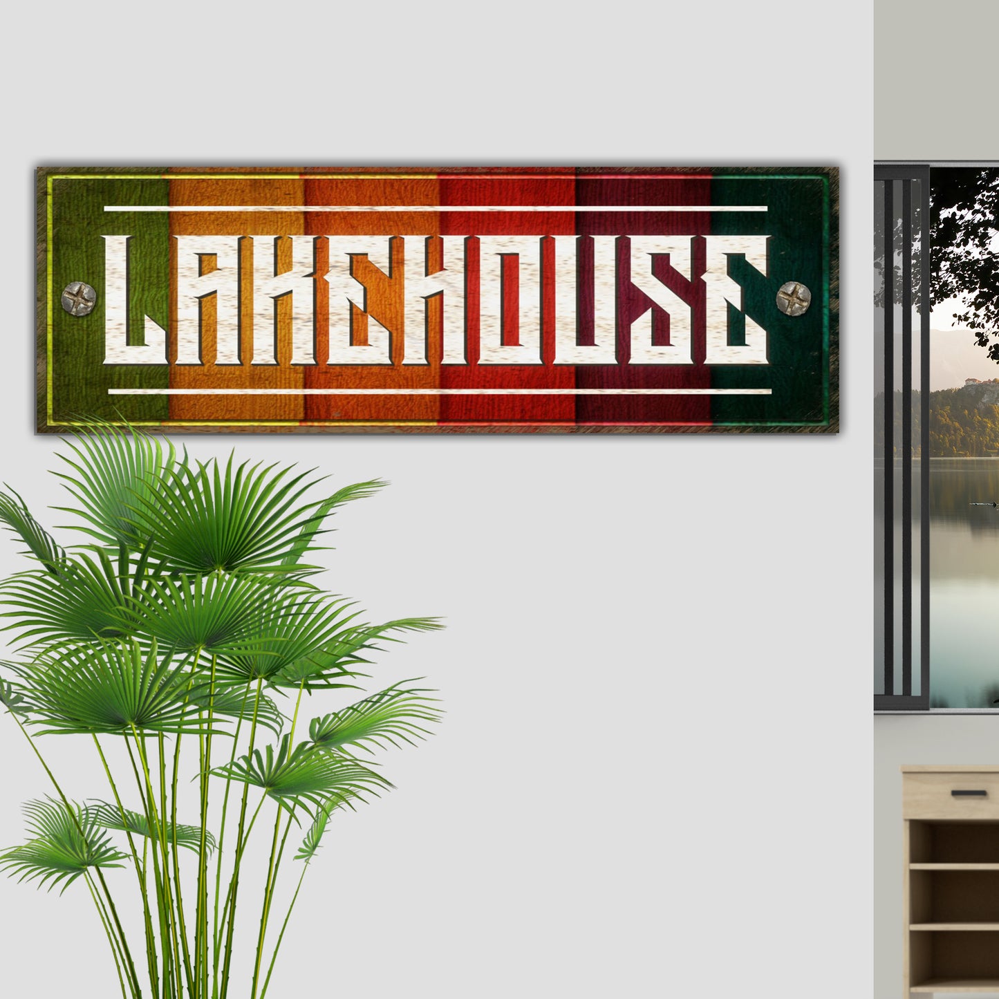 Rainbow Lakehouse Sign Style 2 - Image by Tailored Canvases