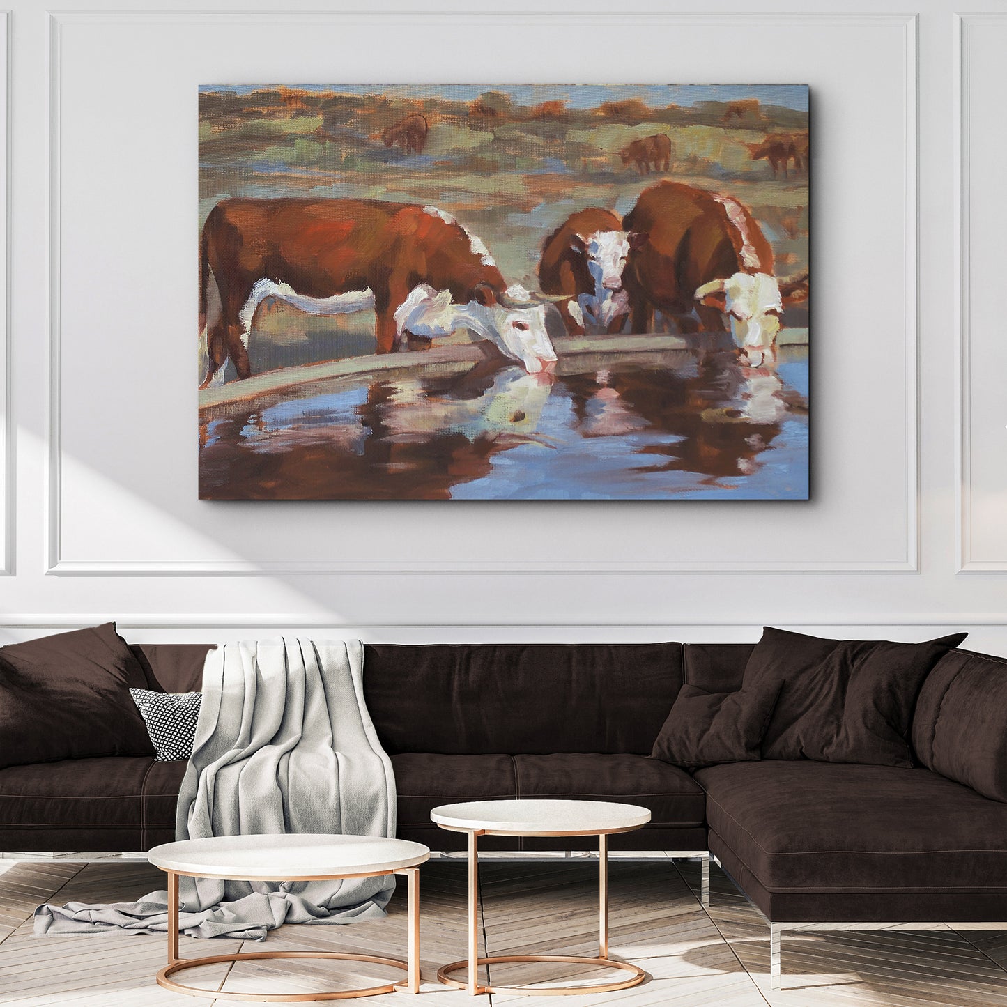 Watercolor Hereford Cattle Canvas Wall Art Style 2 - Image by Tailored Canvases