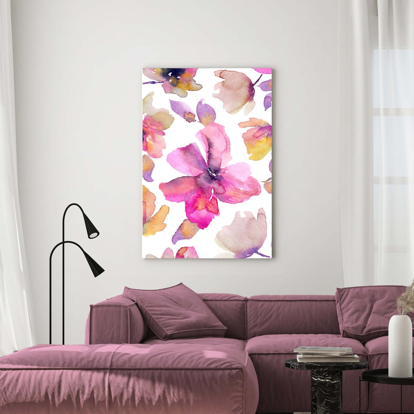 Flowers Hibiscus Heavenly Watercolor Canvas Wall Art Style 1 - Image by Tailored Canvases