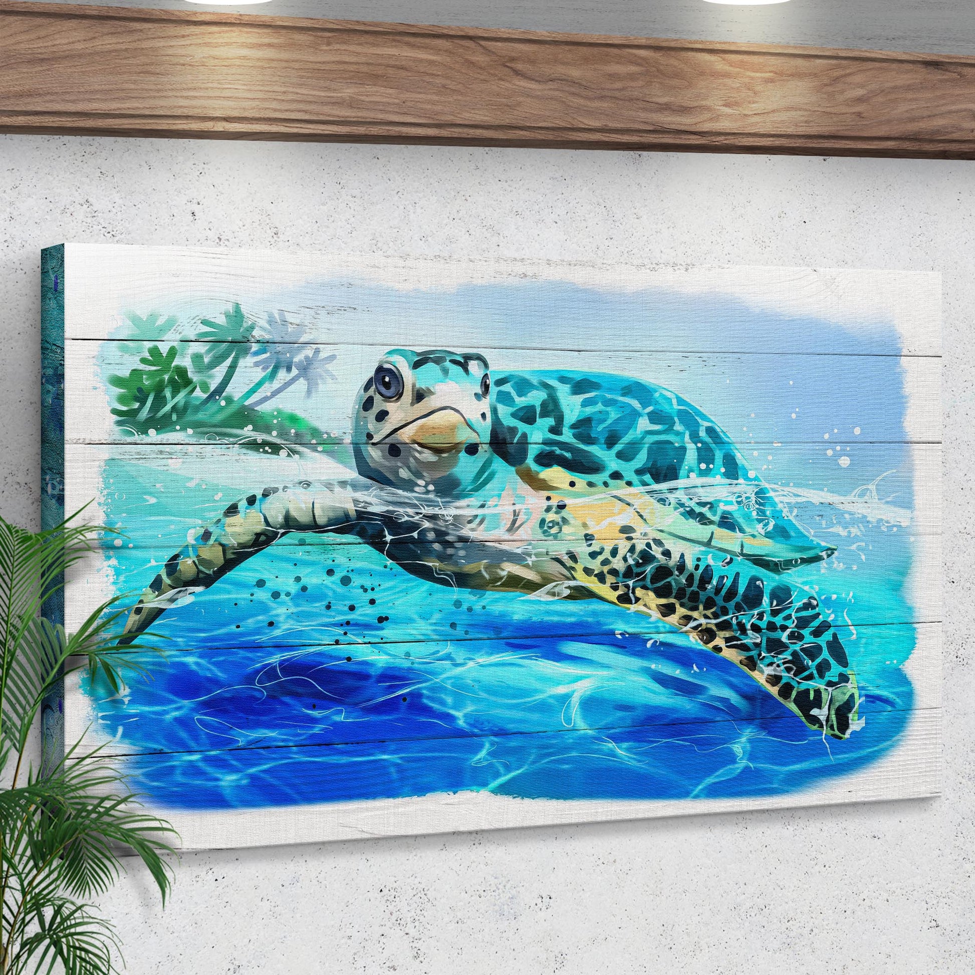 Turtle Oasis Watercolor Canvas Wall Art Style 2 - Image by Tailored Canvases