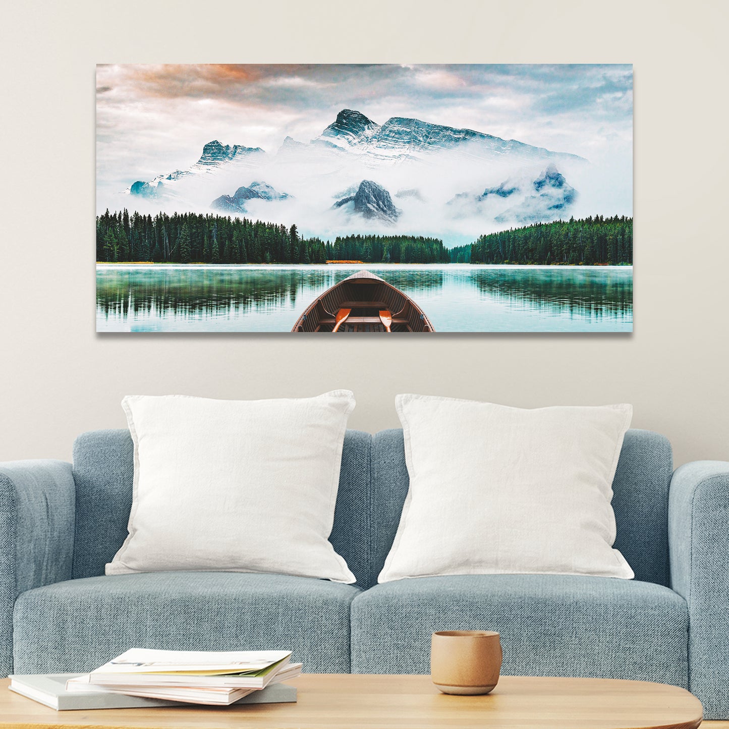 Majestic Lake View In The Morning Canvas Wall Art Style 2 - Image by Tailored Canvases