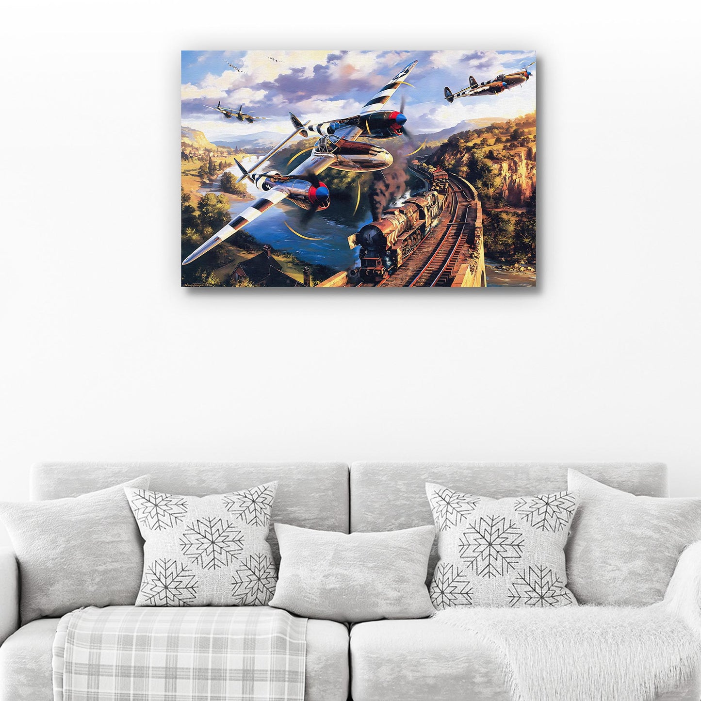 Fighter Plane Lockheed P-38 Lightning Canvas Wall Art - Image by Tailored Canvases