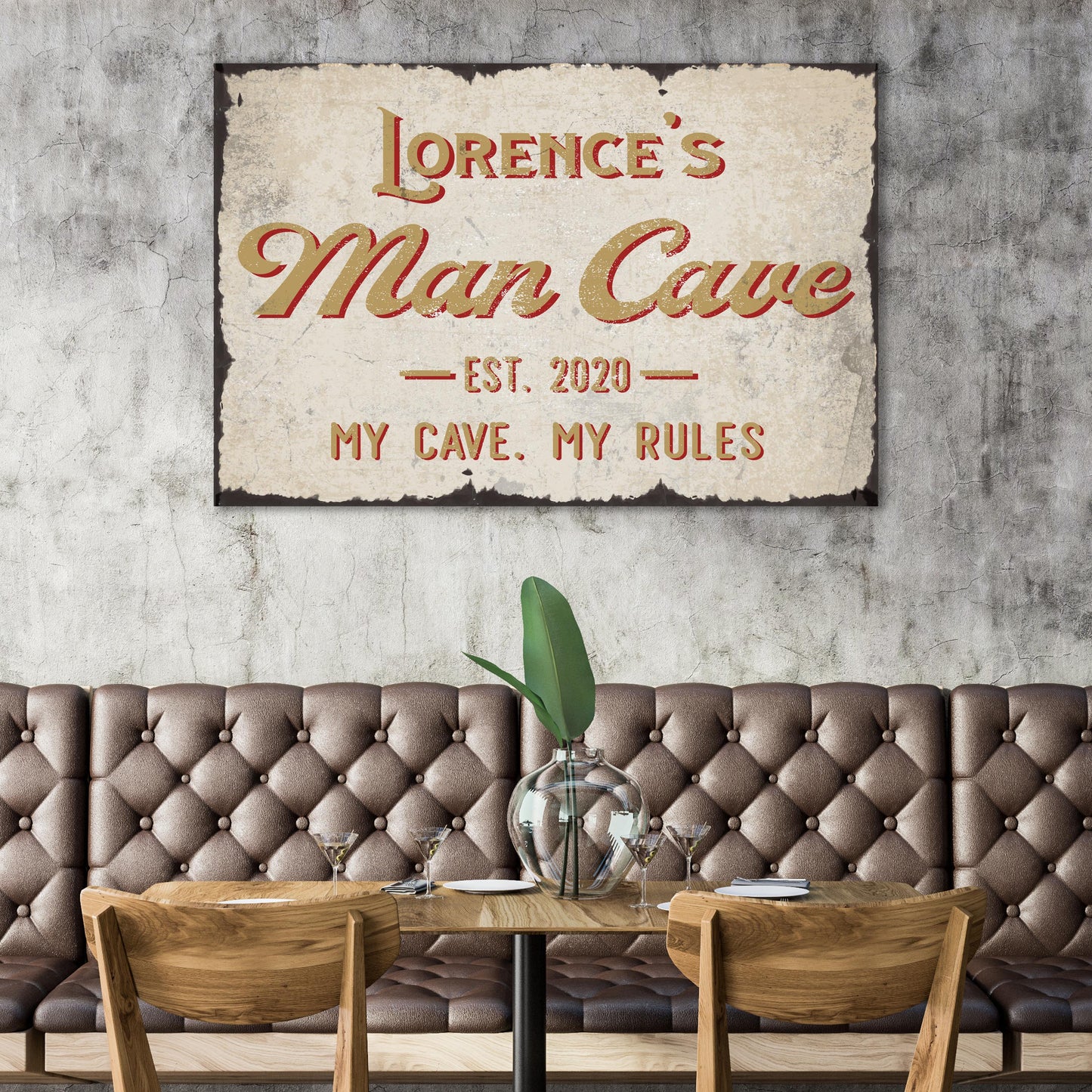 My Cave My Rules Man Cave Sign Style 2 - Image by Tailored Canvases