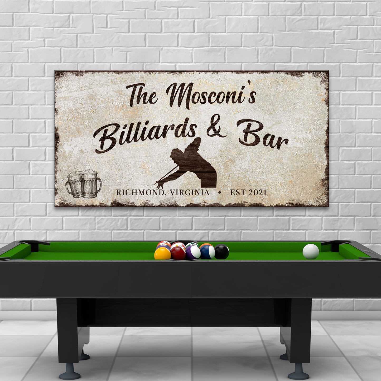 Billiards and Bar Sign II Style 3 - Image by Tailored Canvases