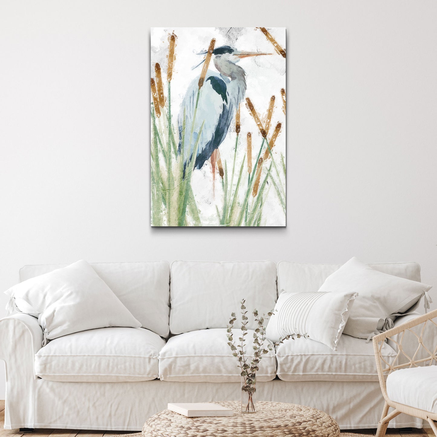 Heron In The Reeds Canvas Wall Art II - Image by Tailored Canvases