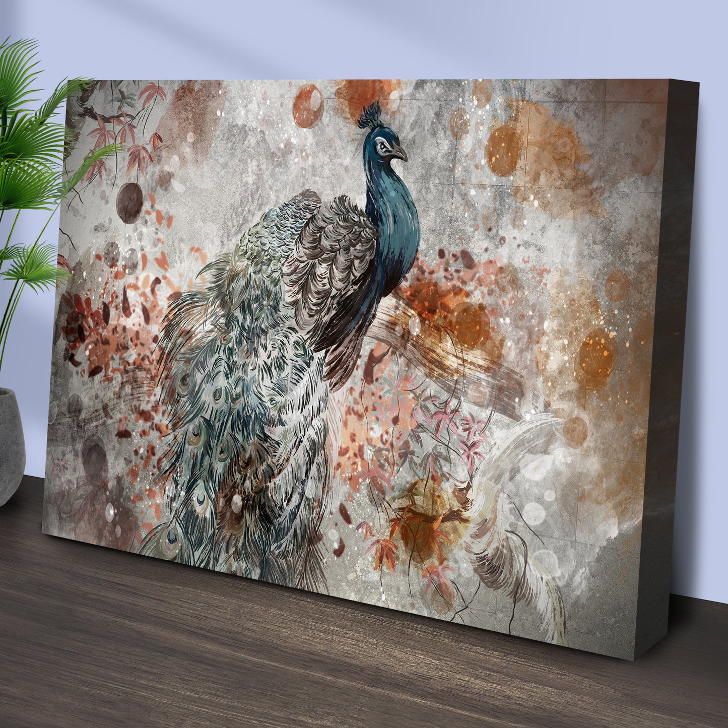 Peacock Paint Canvas Wall Art Style 2 - Image by Tailored Canvases
