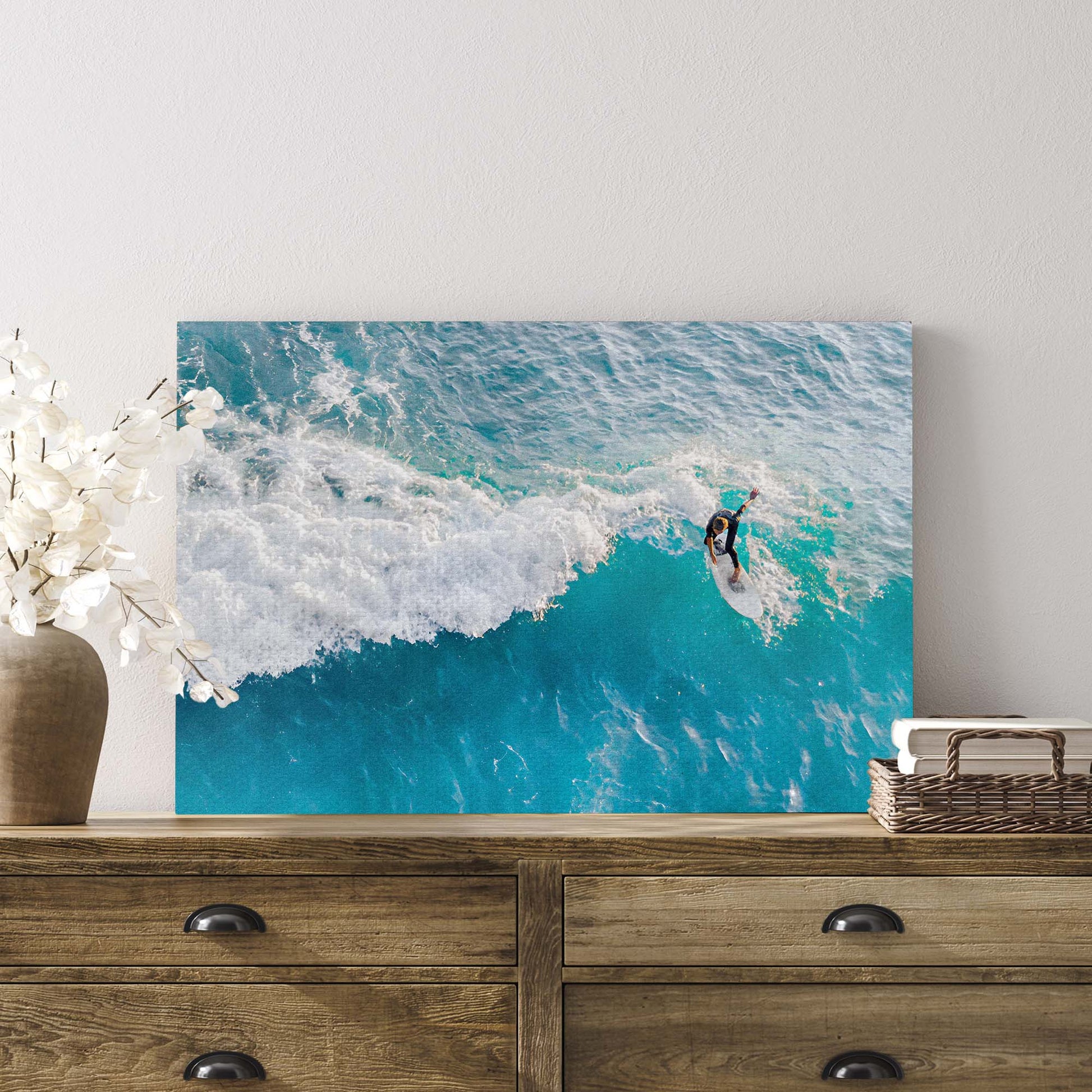 Surfing Crest Wave Canvas Wall Art - Image by Tailored Canvases