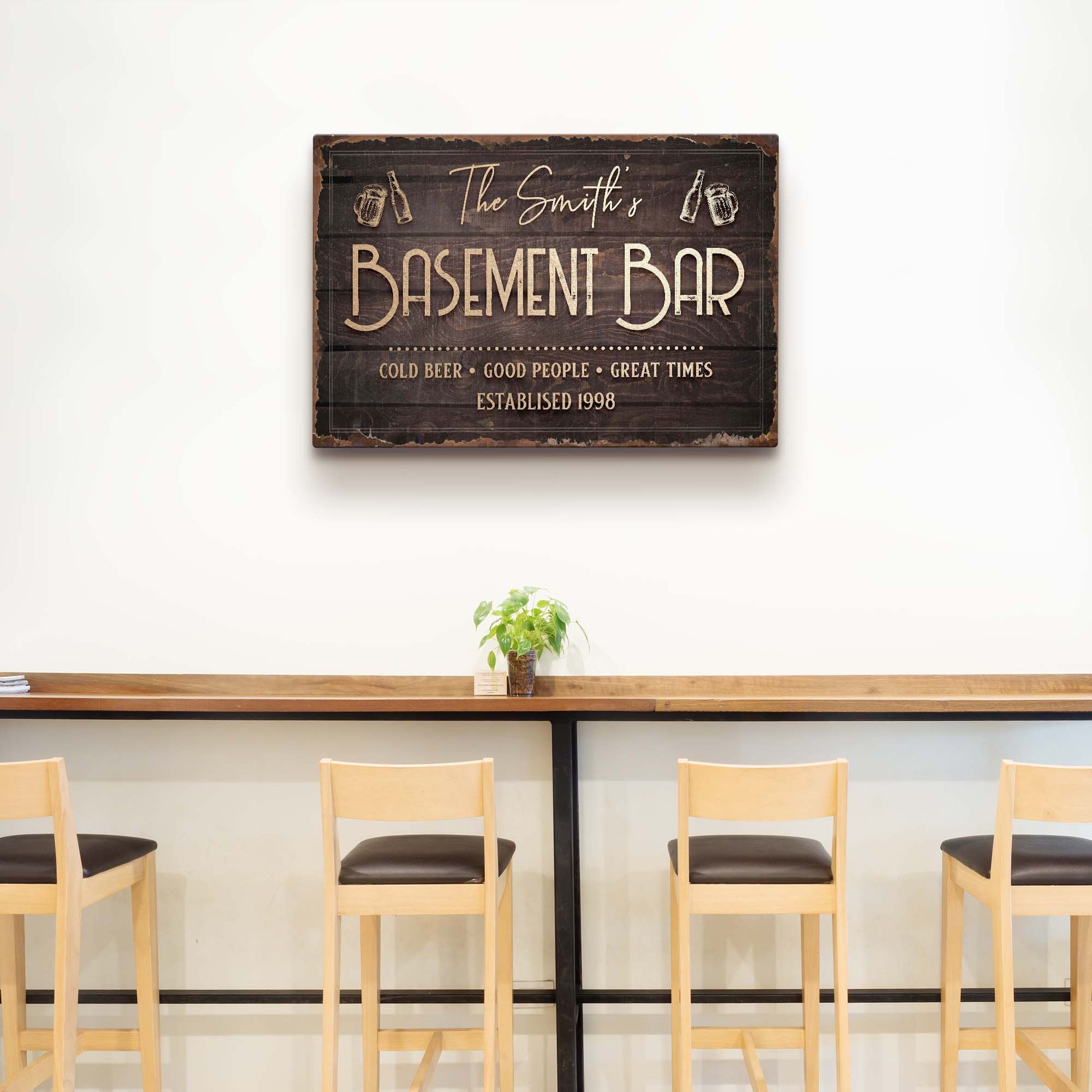 Family Basement Bar Sign II Style 2 - Image by Tailored Canvases