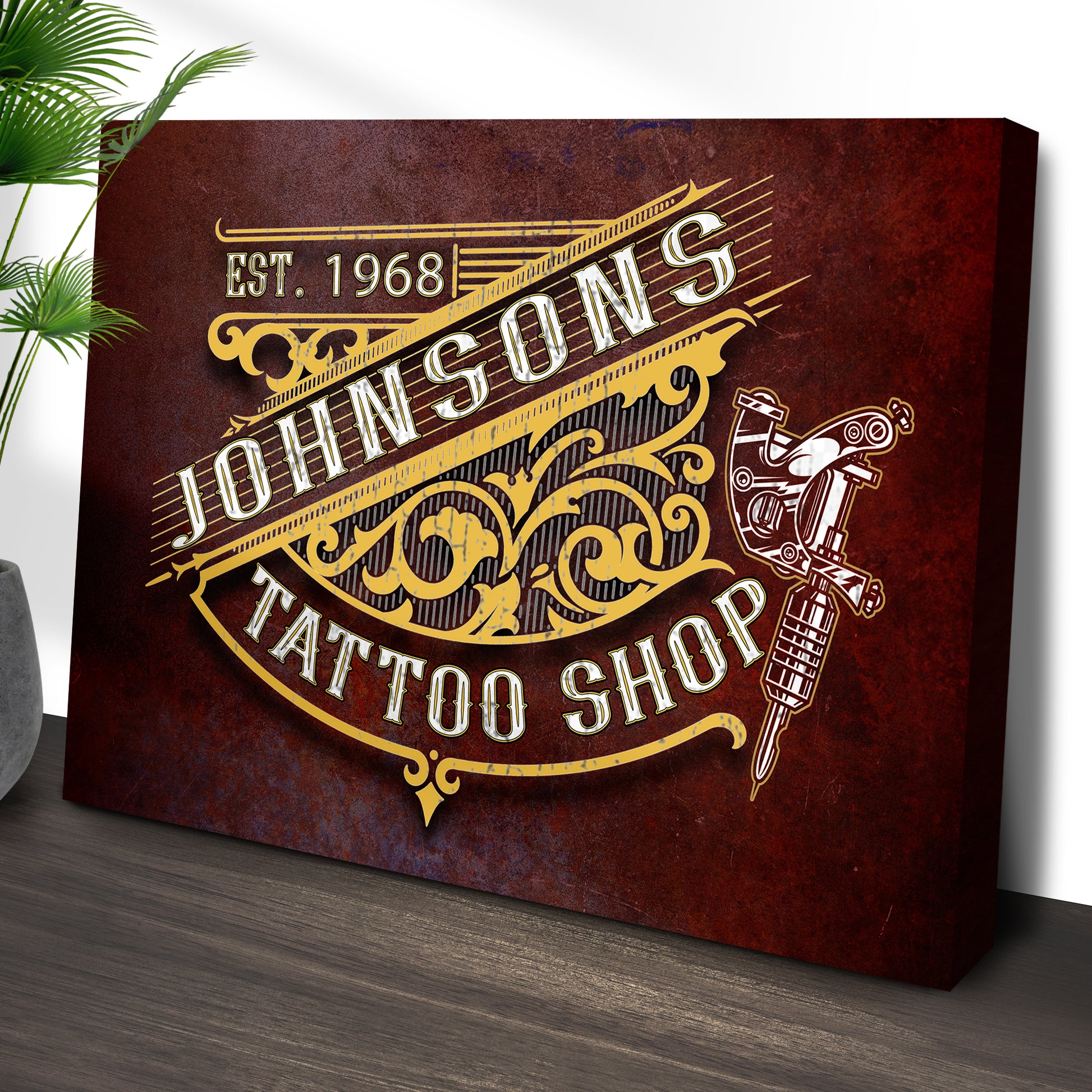 Custom Tattoo Shop Sign II | Customizable Canvas Style 2 - Image by Tailored Canvases