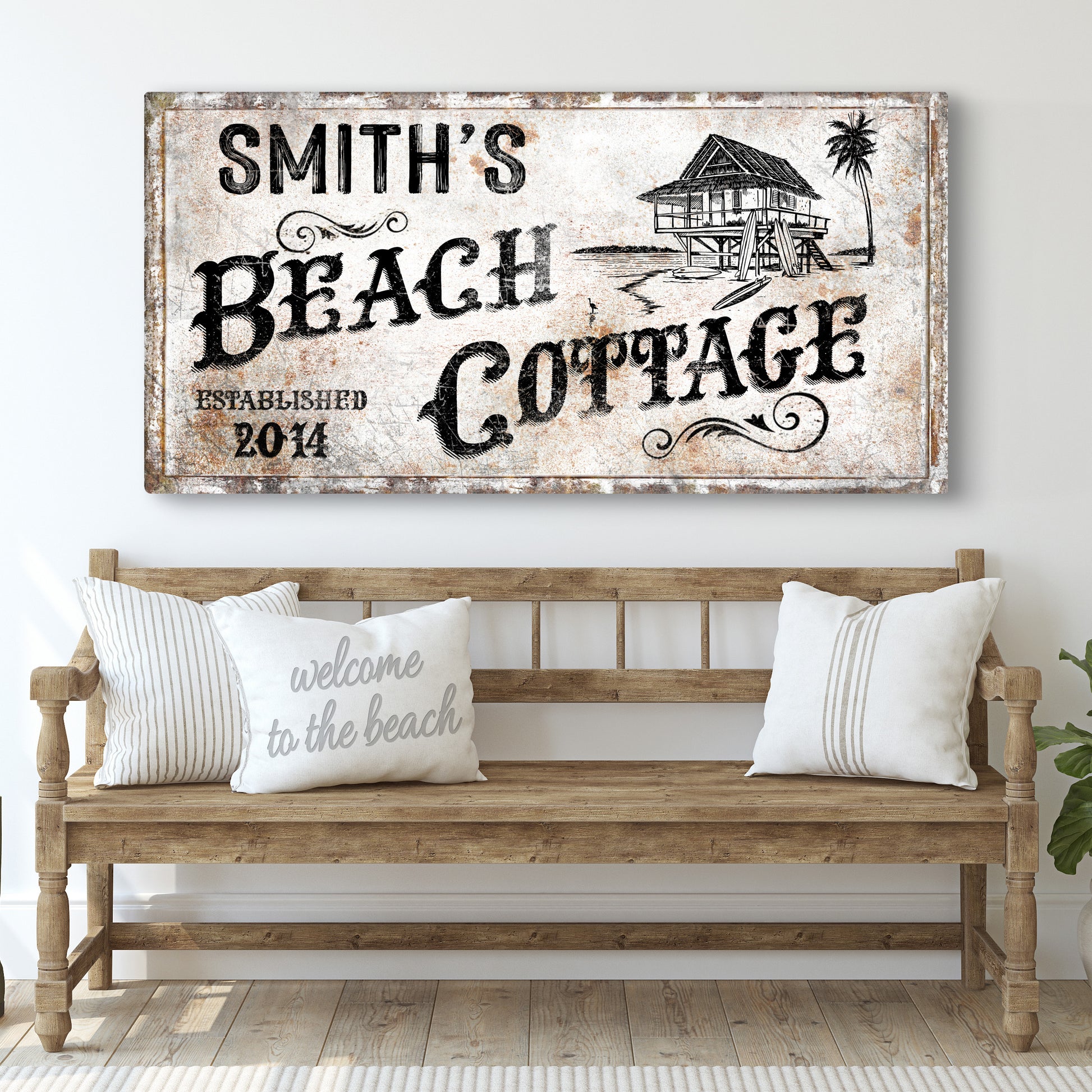 Family Beach Cottage Sign Style 1 - Image by Tailored Canvases