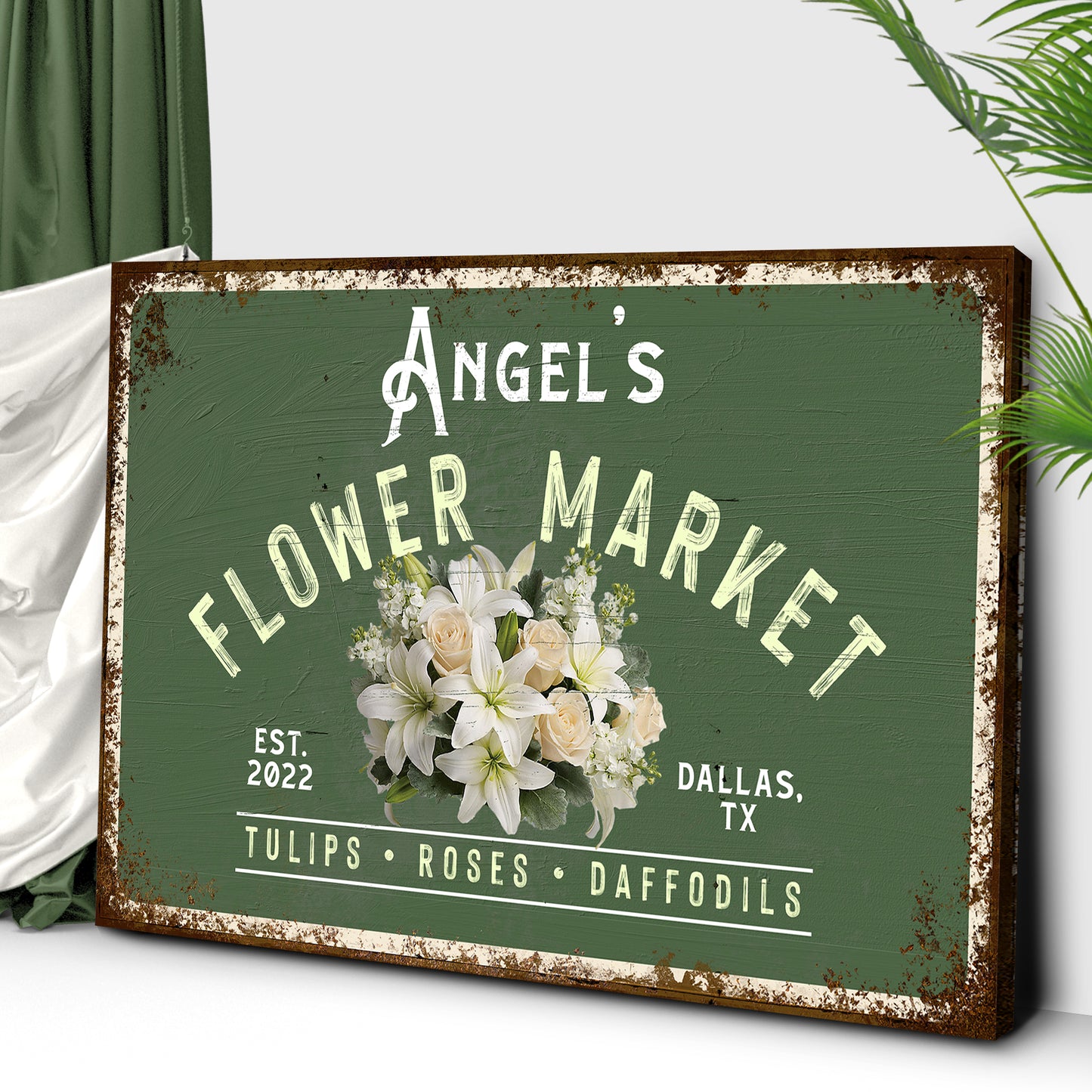 Custom Flower Shop Sign II | Customizable Canvas Style 2 - Image by Tailored Canvases