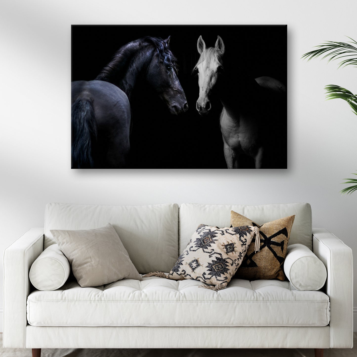 Dark And Light Horse Canvas Wall Art Style 2 - Image by Tailored Canvases