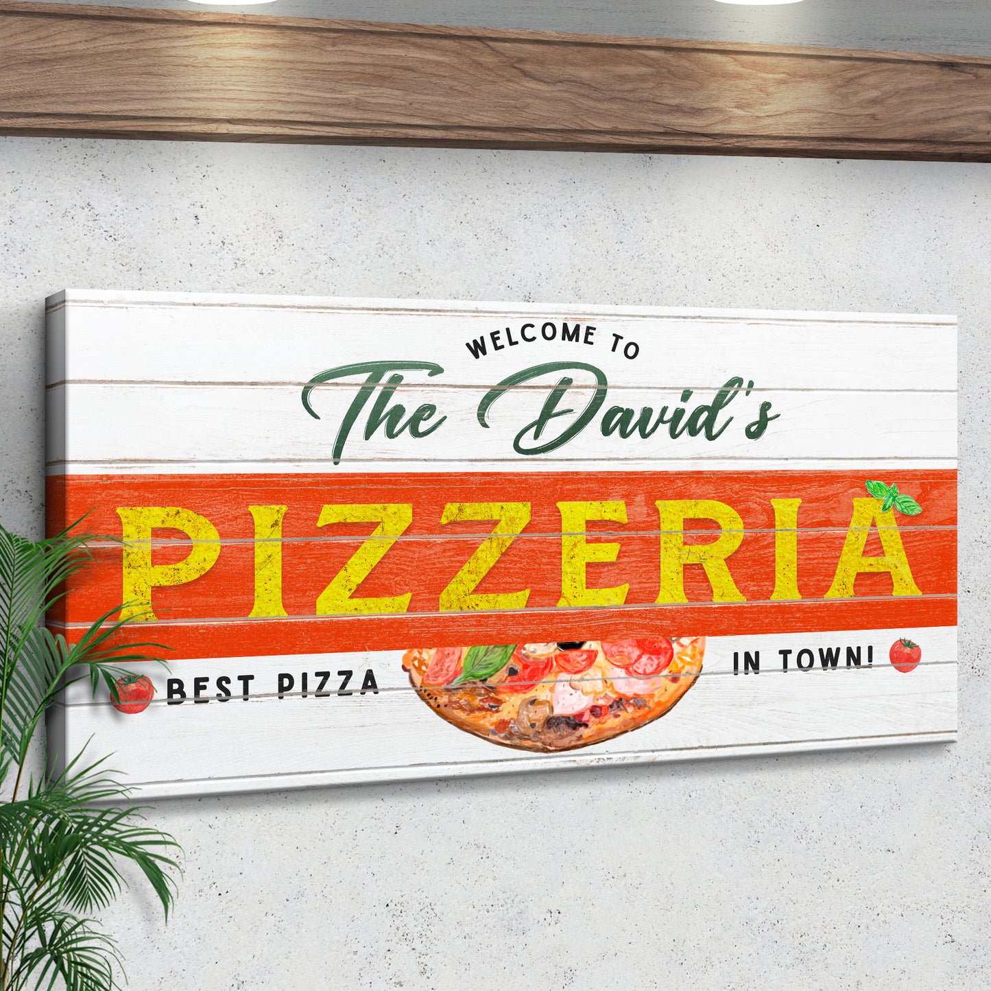 Best Pizza In Town Pizzeria Sign Style 2 - Image by Tailored Canvases