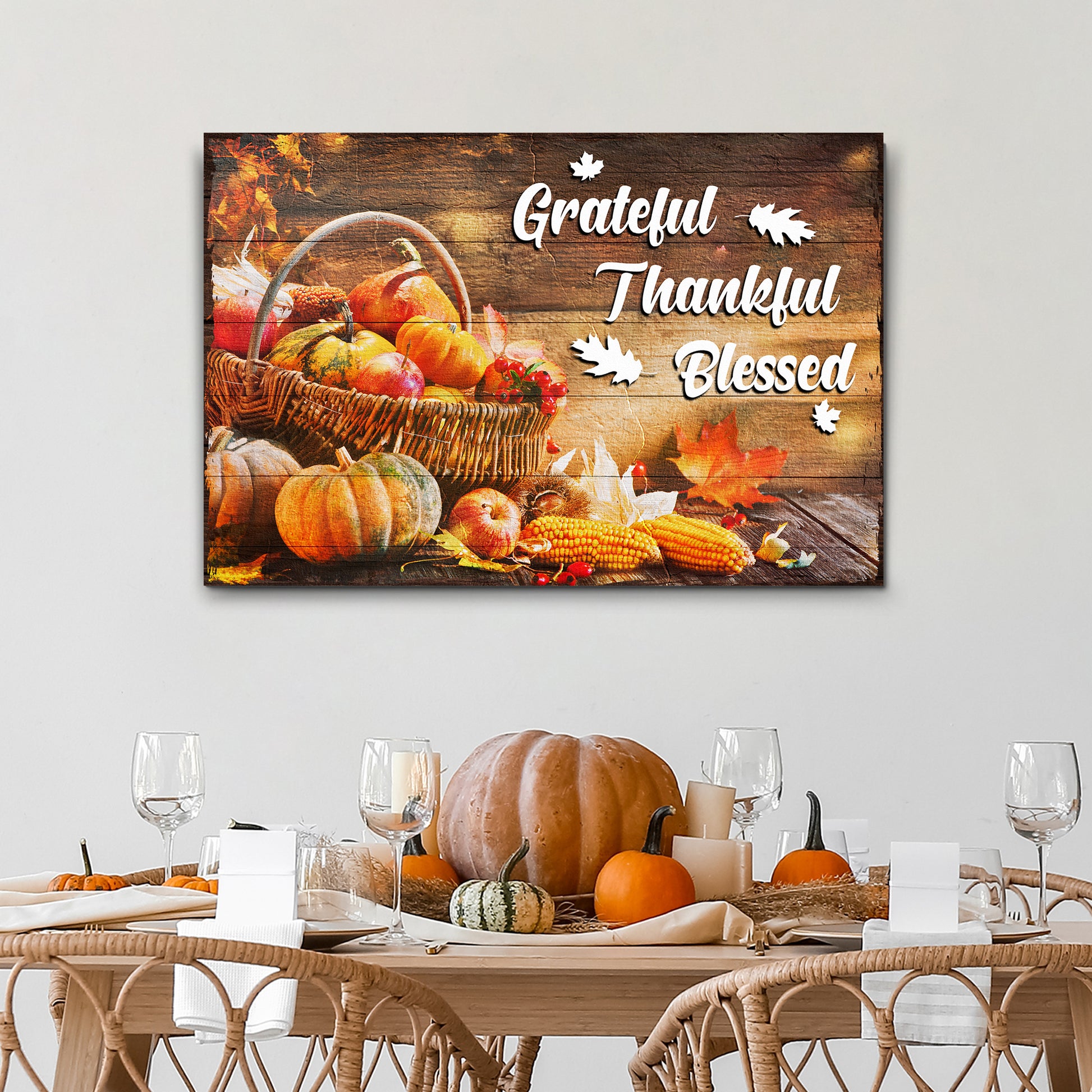 Grateful Thankful Blessed Sign II Style 2 - Image by Tailored Canvases
