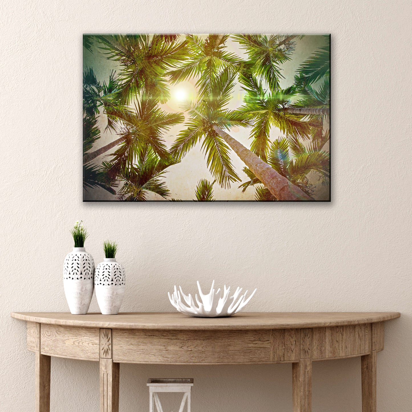 Looking Up Palm Trees Canvas Wall Art Style 2 - Image by Tailored Canvases