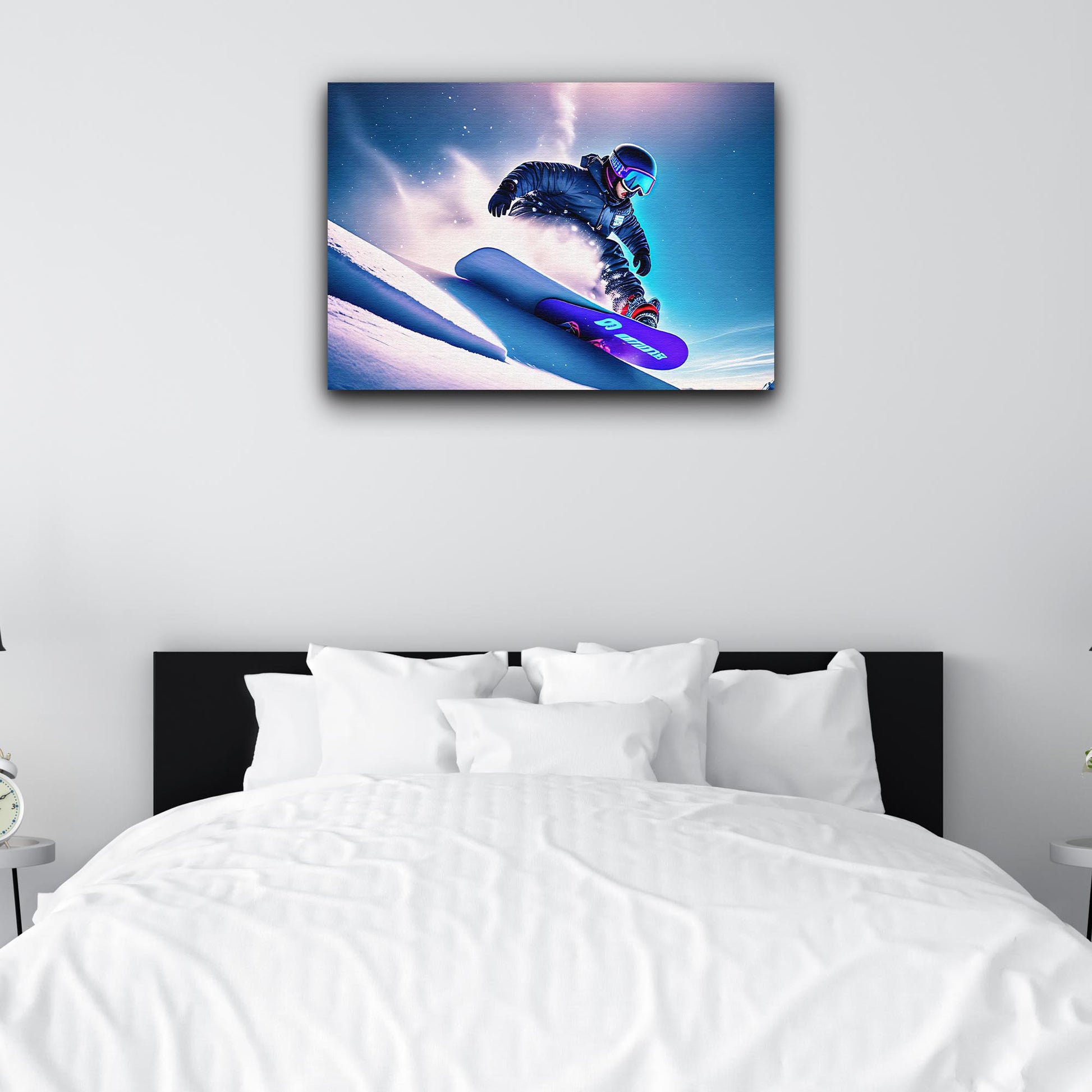 Snowboarding Downhill Canvas Wall Art Style 1 - Image by Tailored Canvases