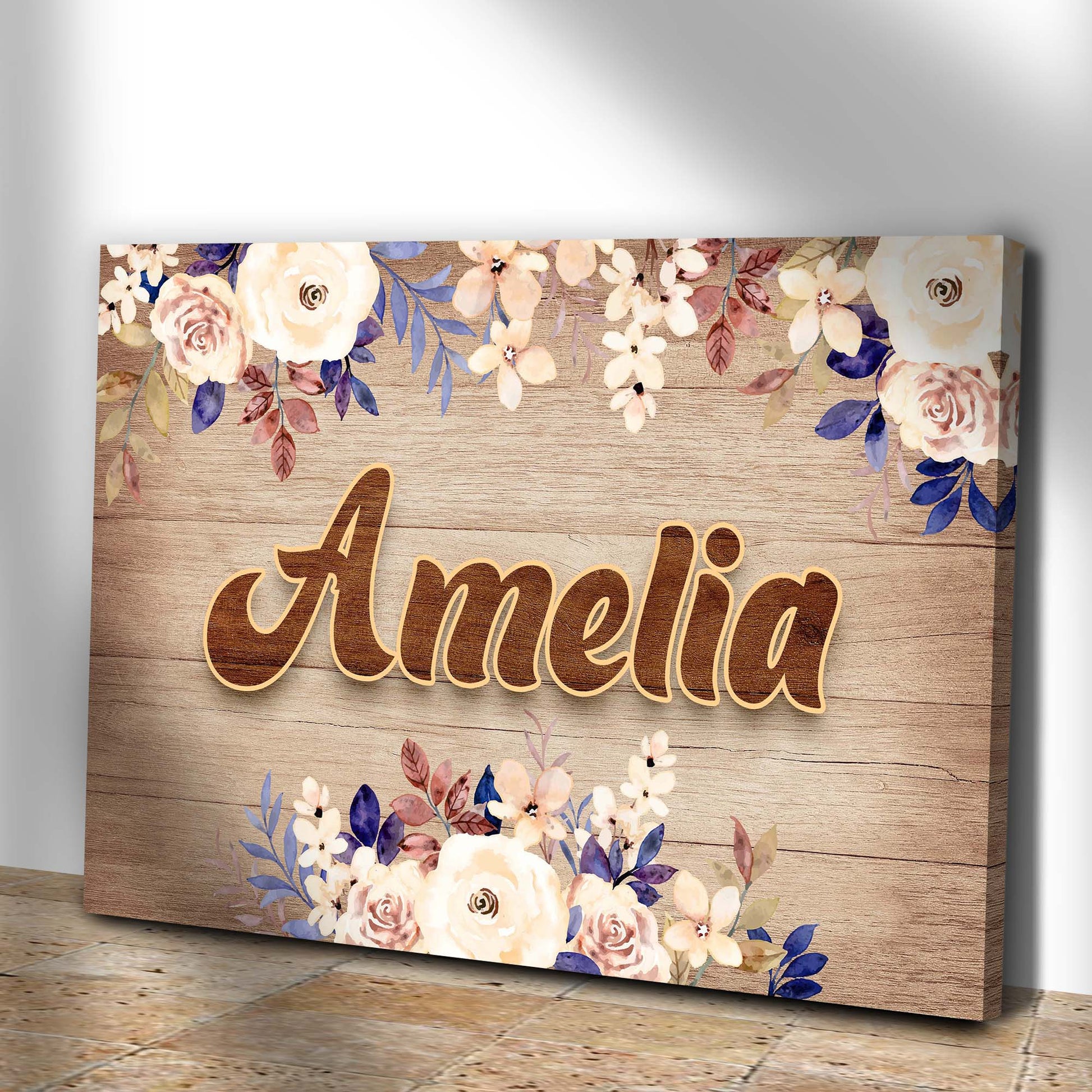 Floral Girls Room Sign II Style 2 - Image by Tailored Canvases