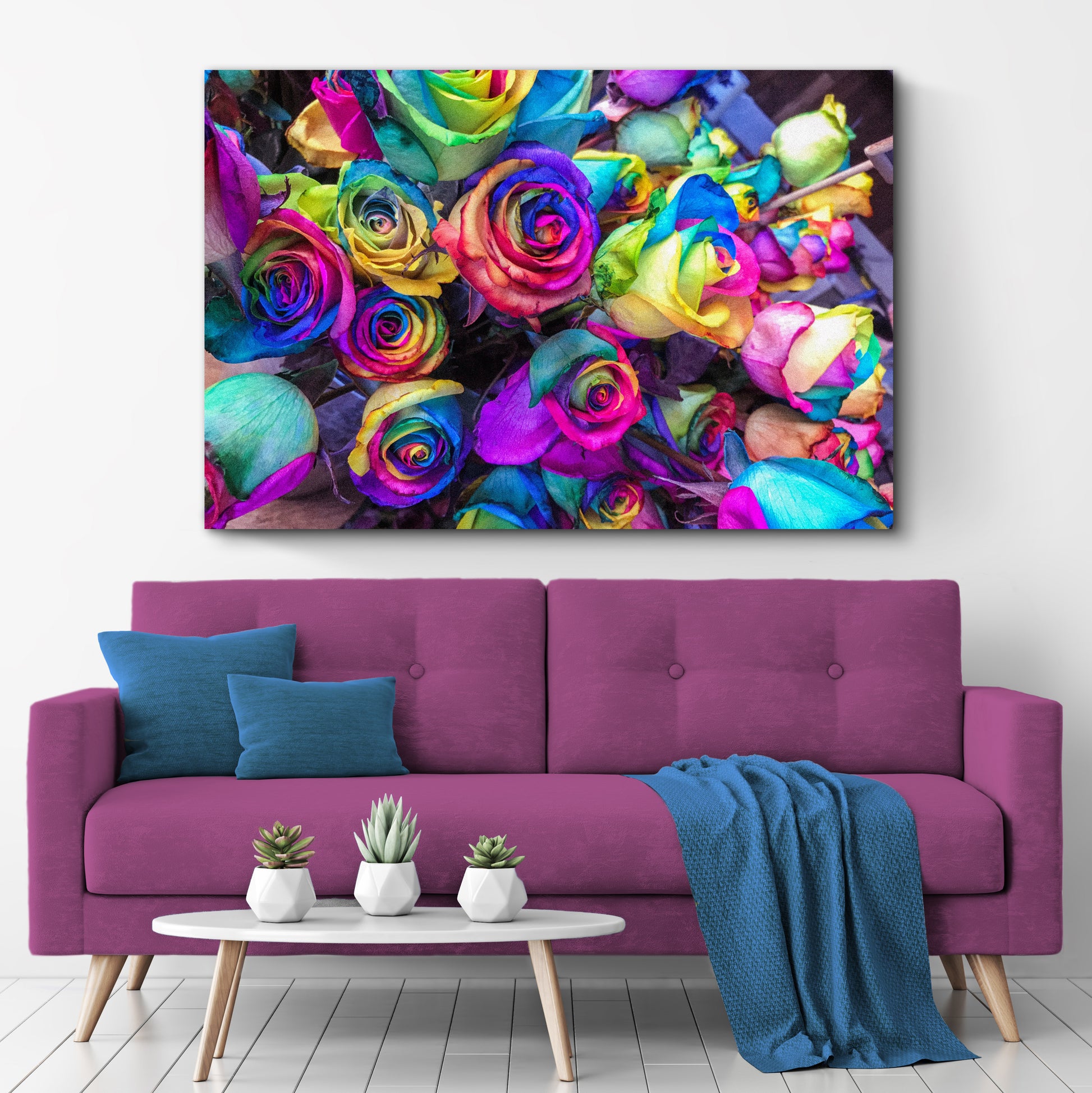 Rainbow Roses Canvas Wall Art Style 2 - Image by Tailored Canvases