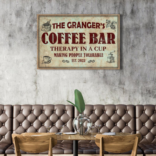 Coffee Bar Therapy In A Cup Sign Style 2 - Image by Tailored Canvases