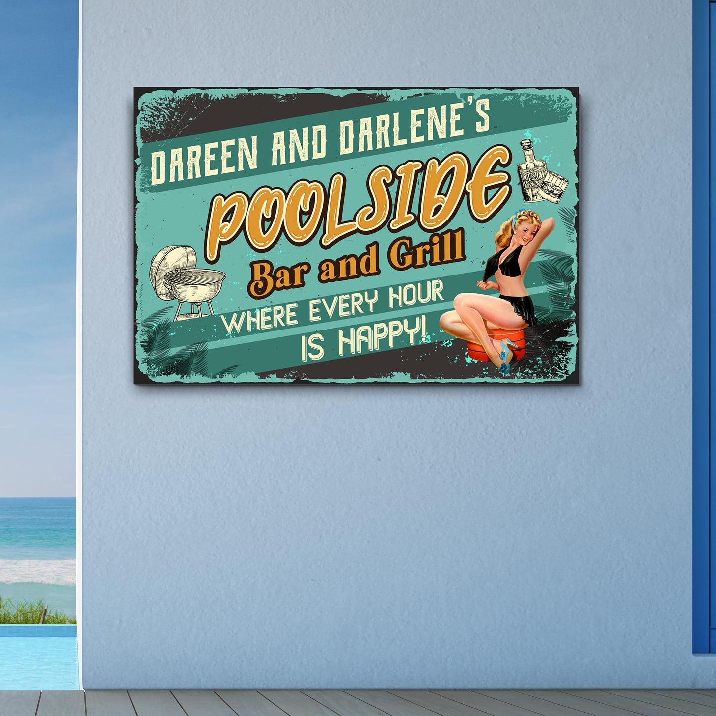 Poolside Bar And Grill Sign II Style 2 - Image by Tailored Canvases