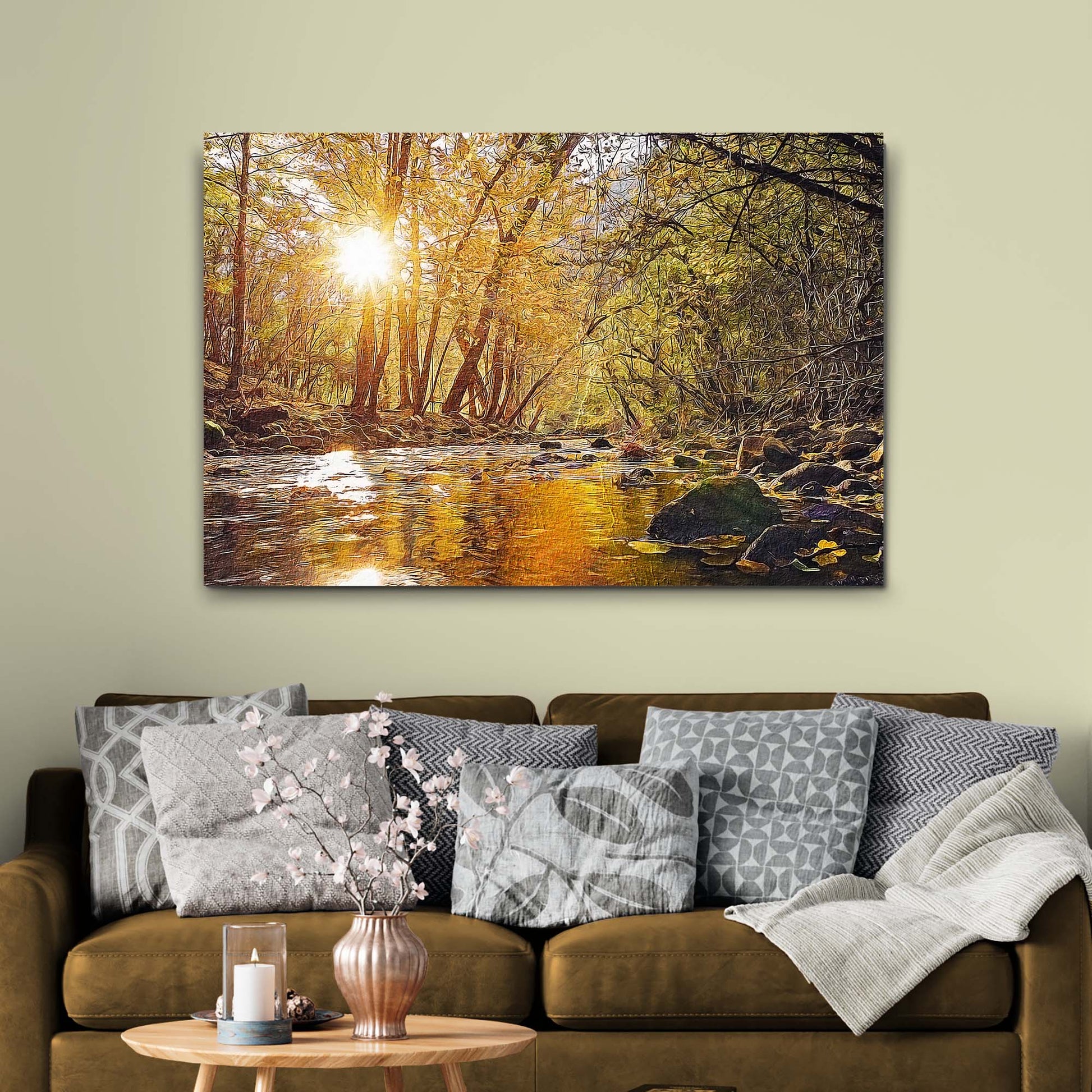 Sunlit River Woods Wall Art Style 2 - Image by Tailored Canvases