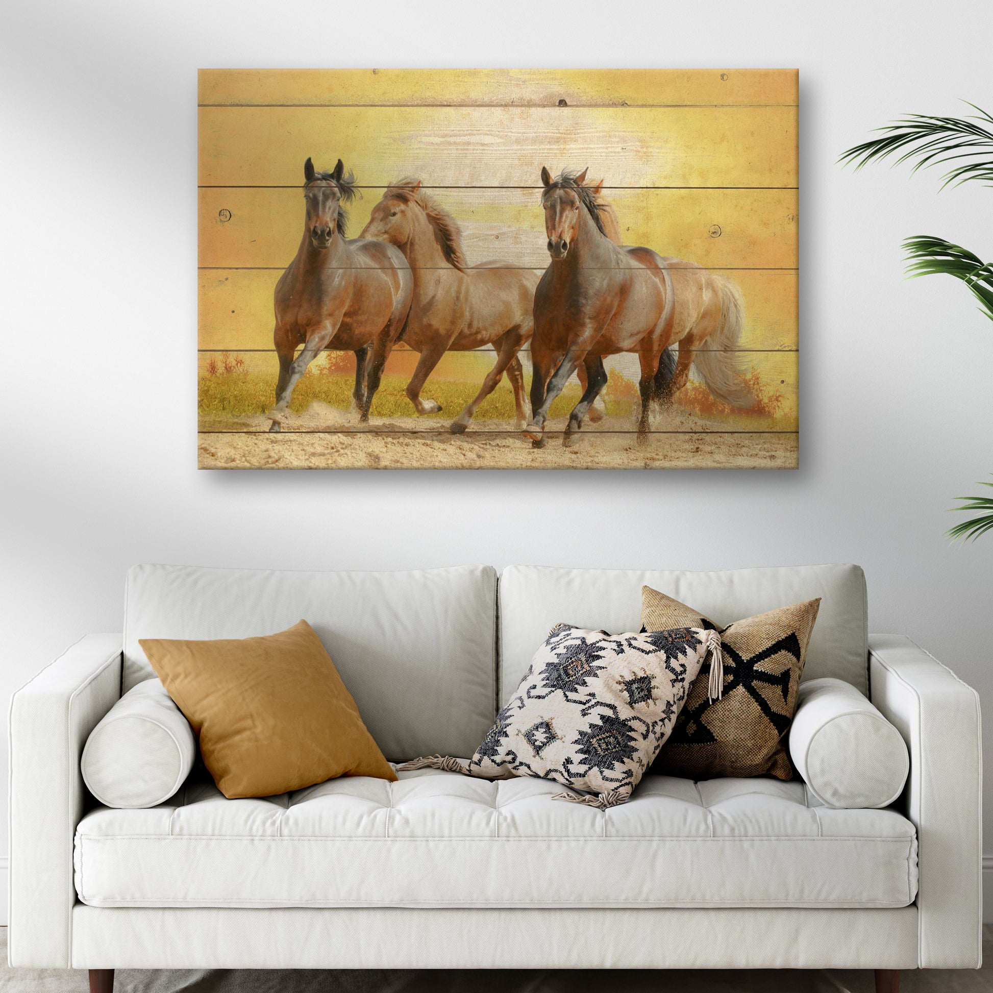 Galloping Wild Horses Canvas Wall Art Style 2 - Image by Tailored Canvases